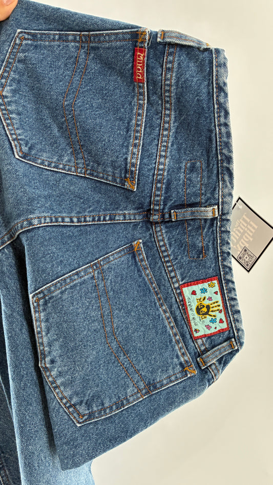 Vintage 1980s MUDD Flared Button Front Jeans with Colorful Jacron (9)