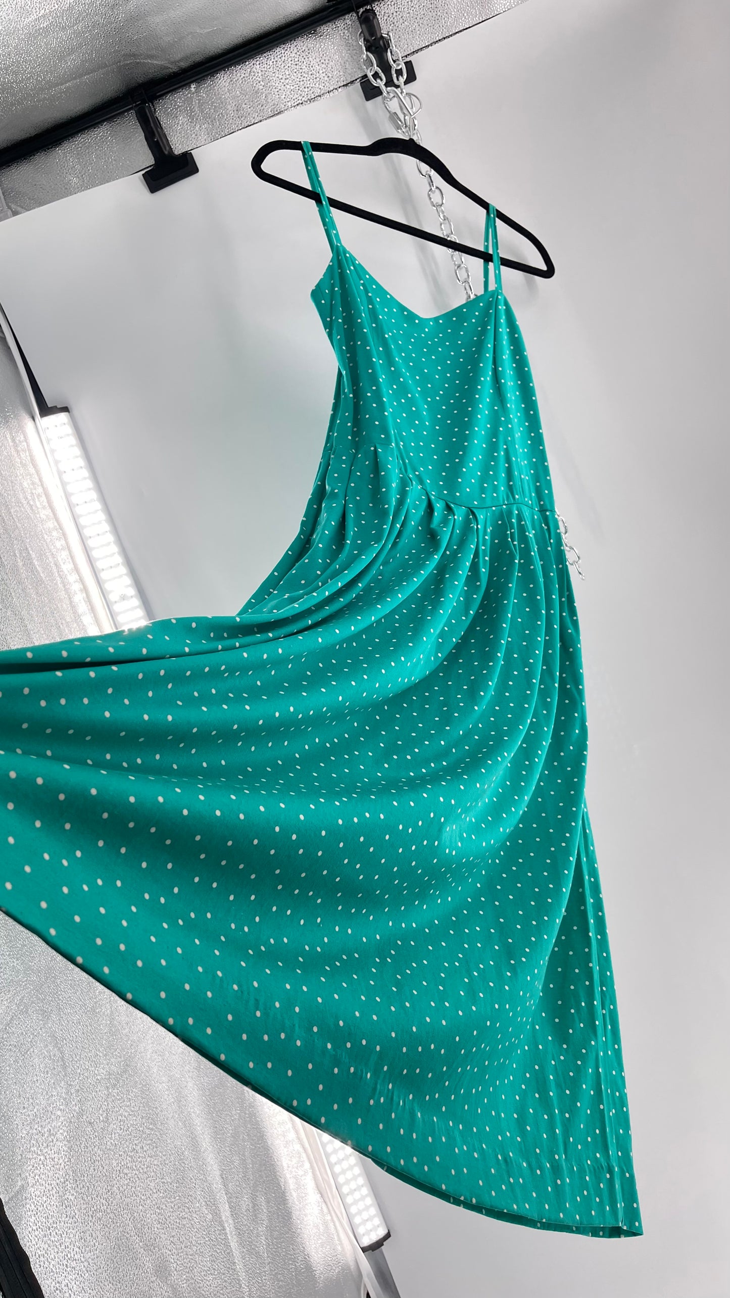 Vintage Laura Ashley Teal Polka Dot (8)