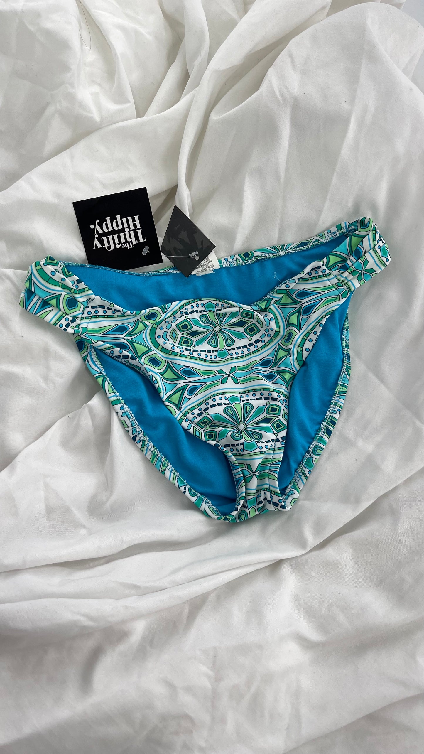 Deadstock Vintage Mosimo Patterned Green/Blue Bottoms with Tags Attached (Small)