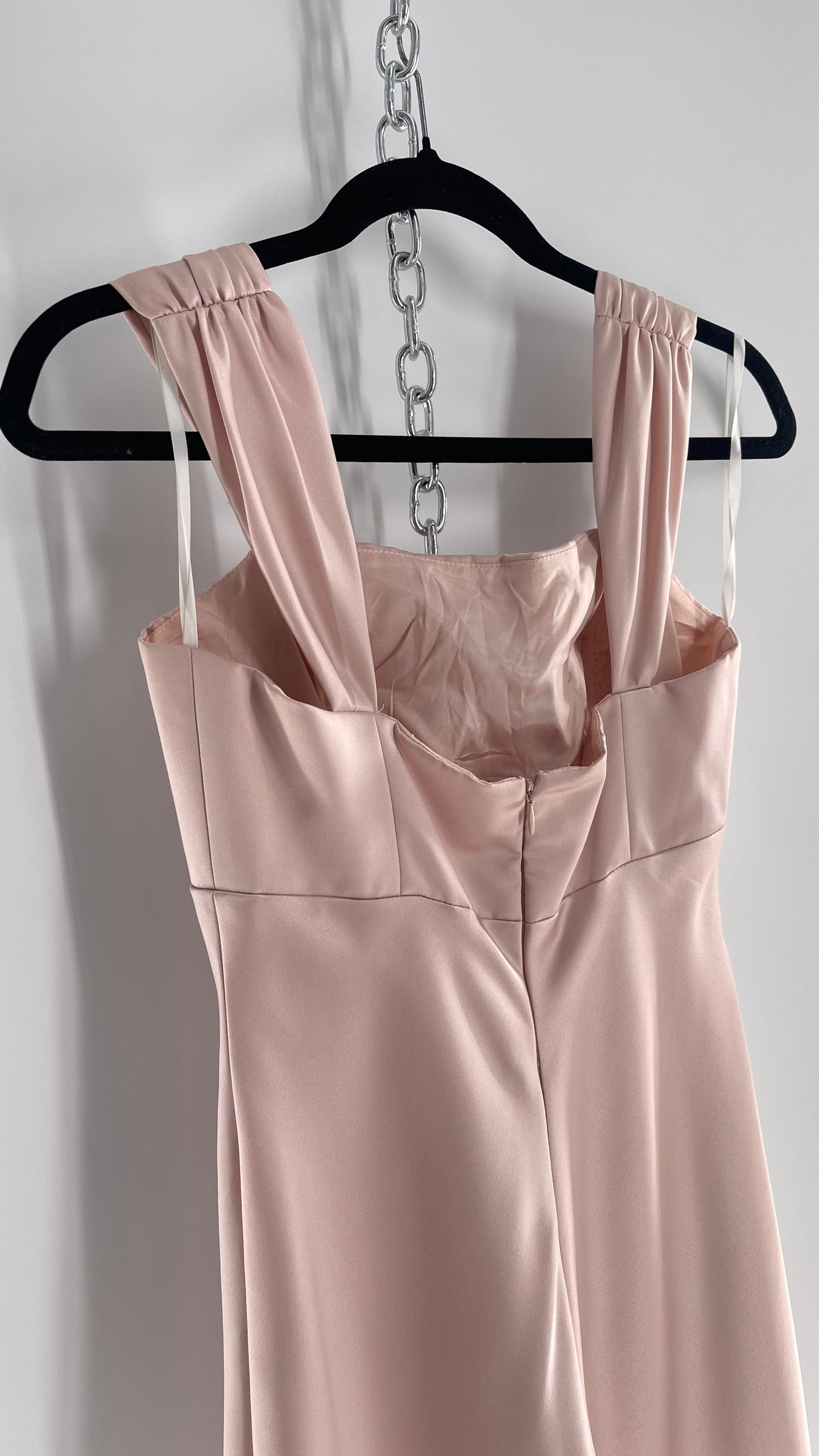Vintage Alvina Valenta 1990s Classic Pink Drape Shoulder Dress (10)(Medium)