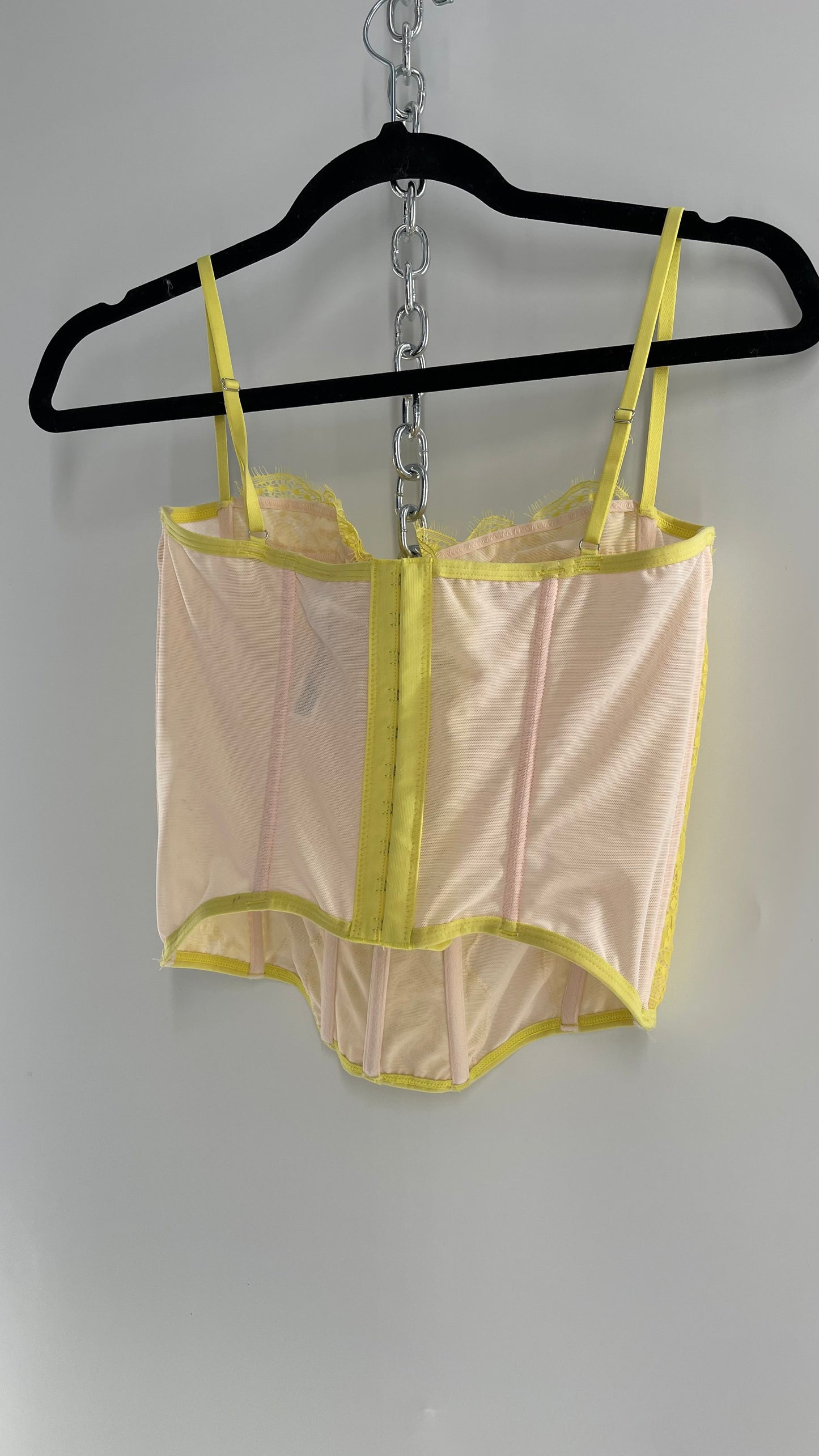 Urban Outfitters Yellow Lace Corset with Boning (Large)