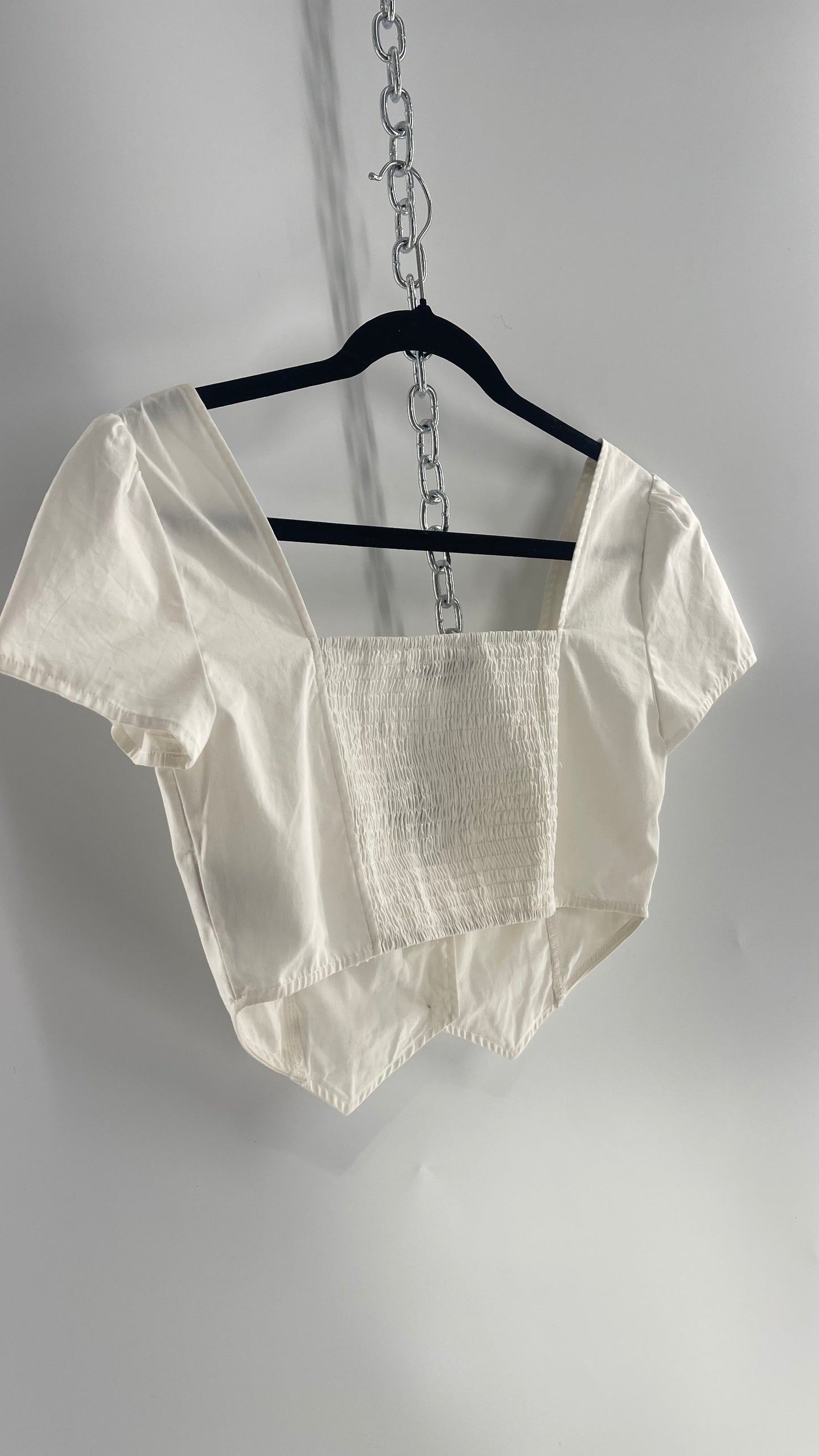 I.AM.GIA White Cropped Vest Top with Bubble Buttons (Small)