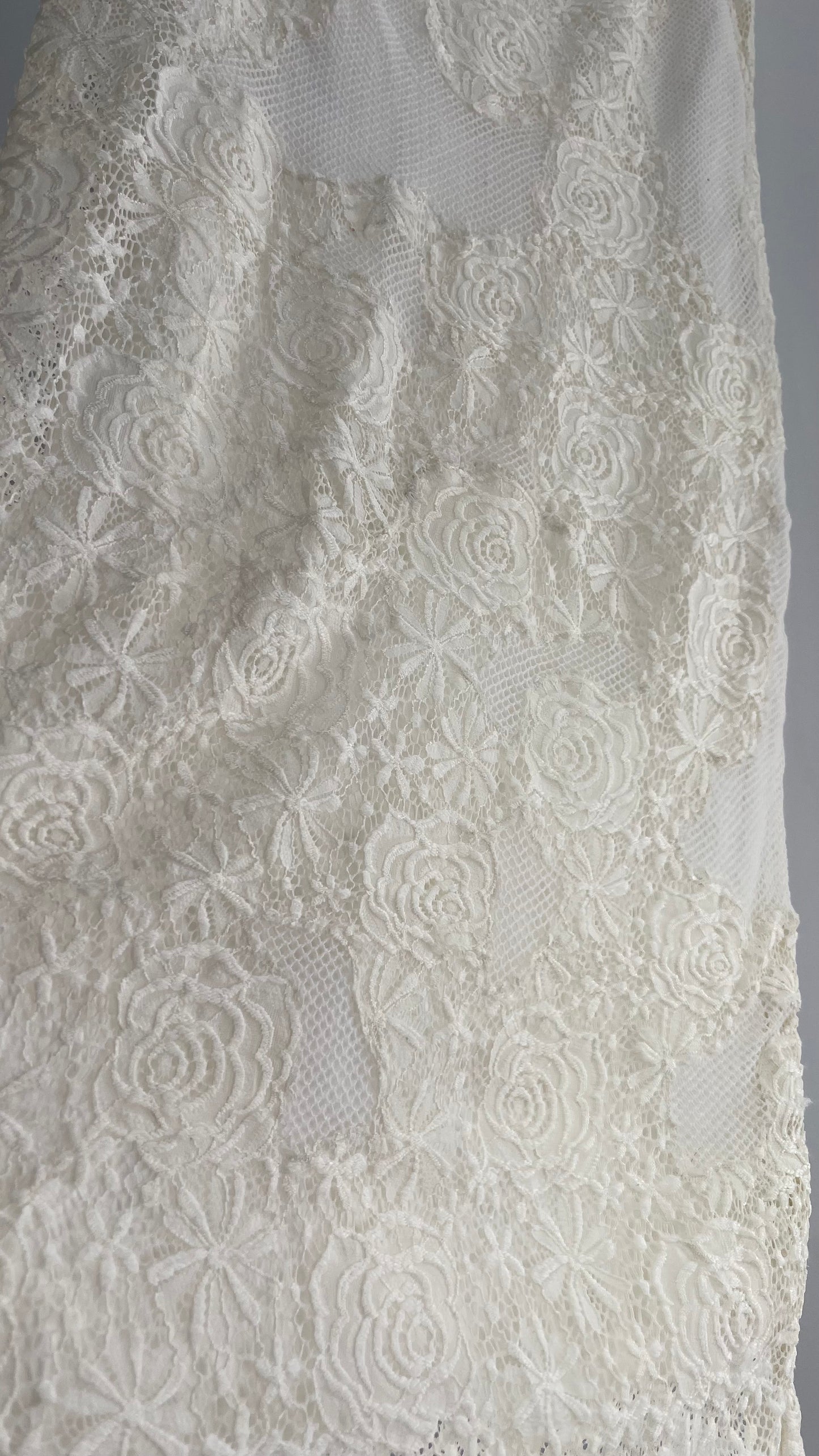 Free People White Mesh and Lace Long Skirt (Small)