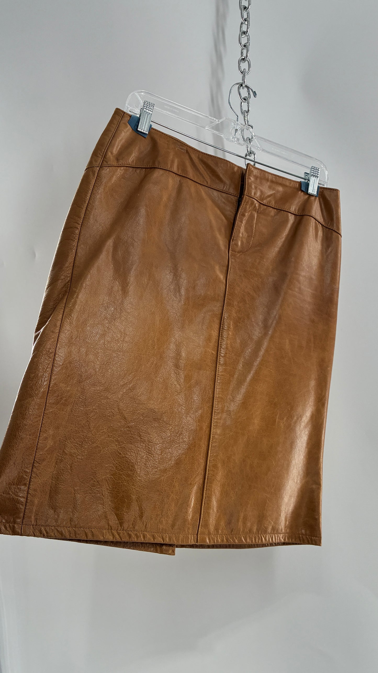 Vintage GAP Camel Leather Hip Skirt with Hip Detail (6)
