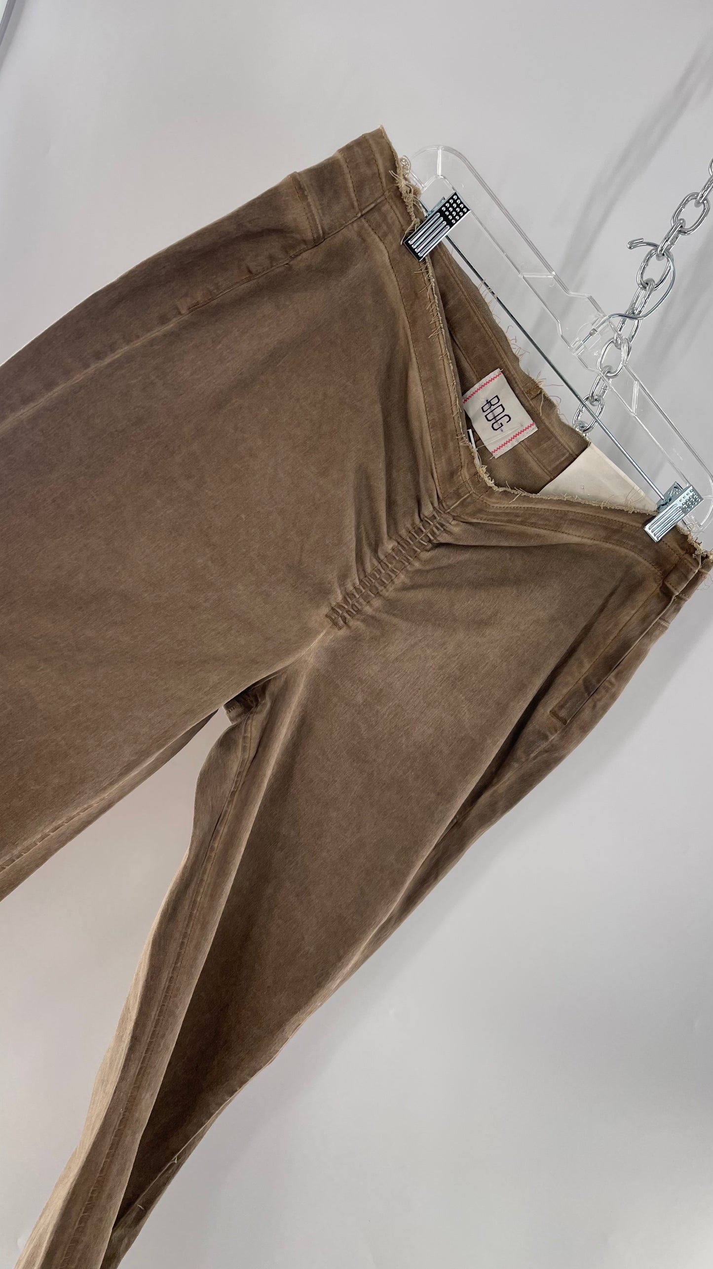BDG Brown Scrunch Front Kick Flare Bell Bottoms with Side Zipper (33)