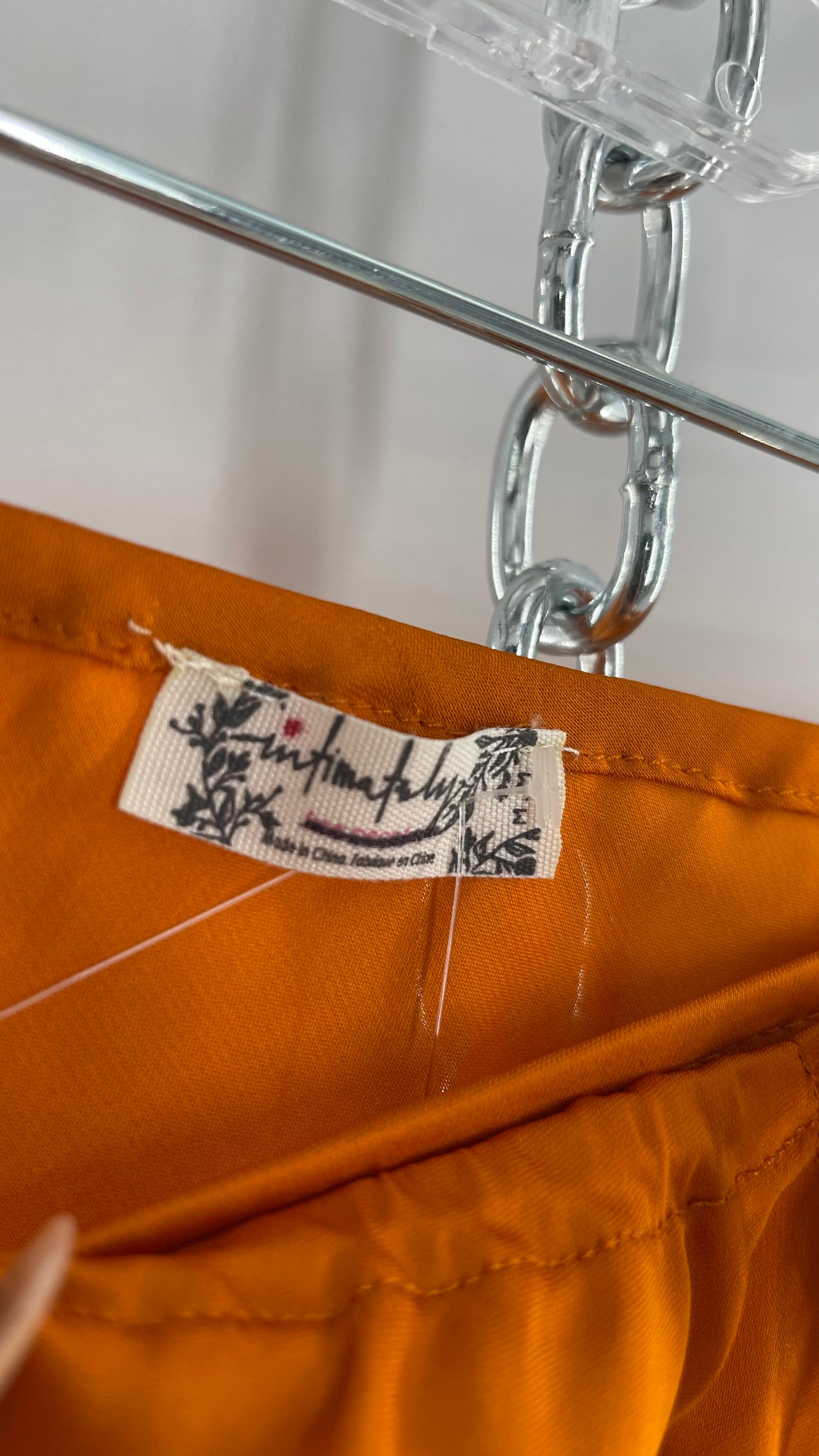 Free People Orange Lace Trim Silky Mini Skirt (Medium)