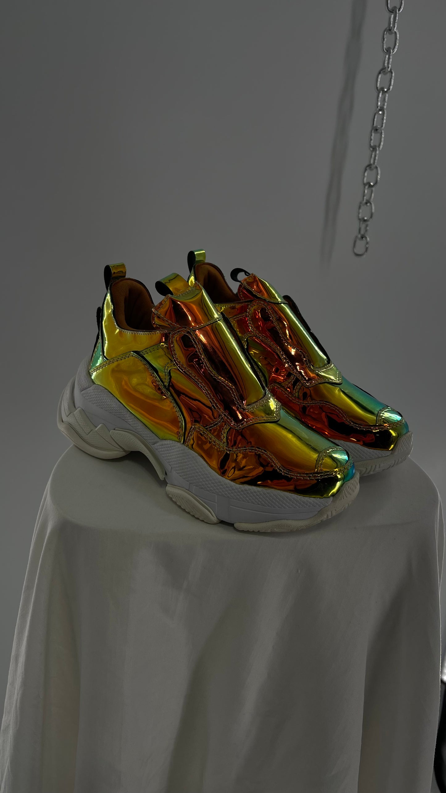 Jeffrey Campbell X Free People Gold Reflective Iridescent Concert Festival Sneakers (6.5)