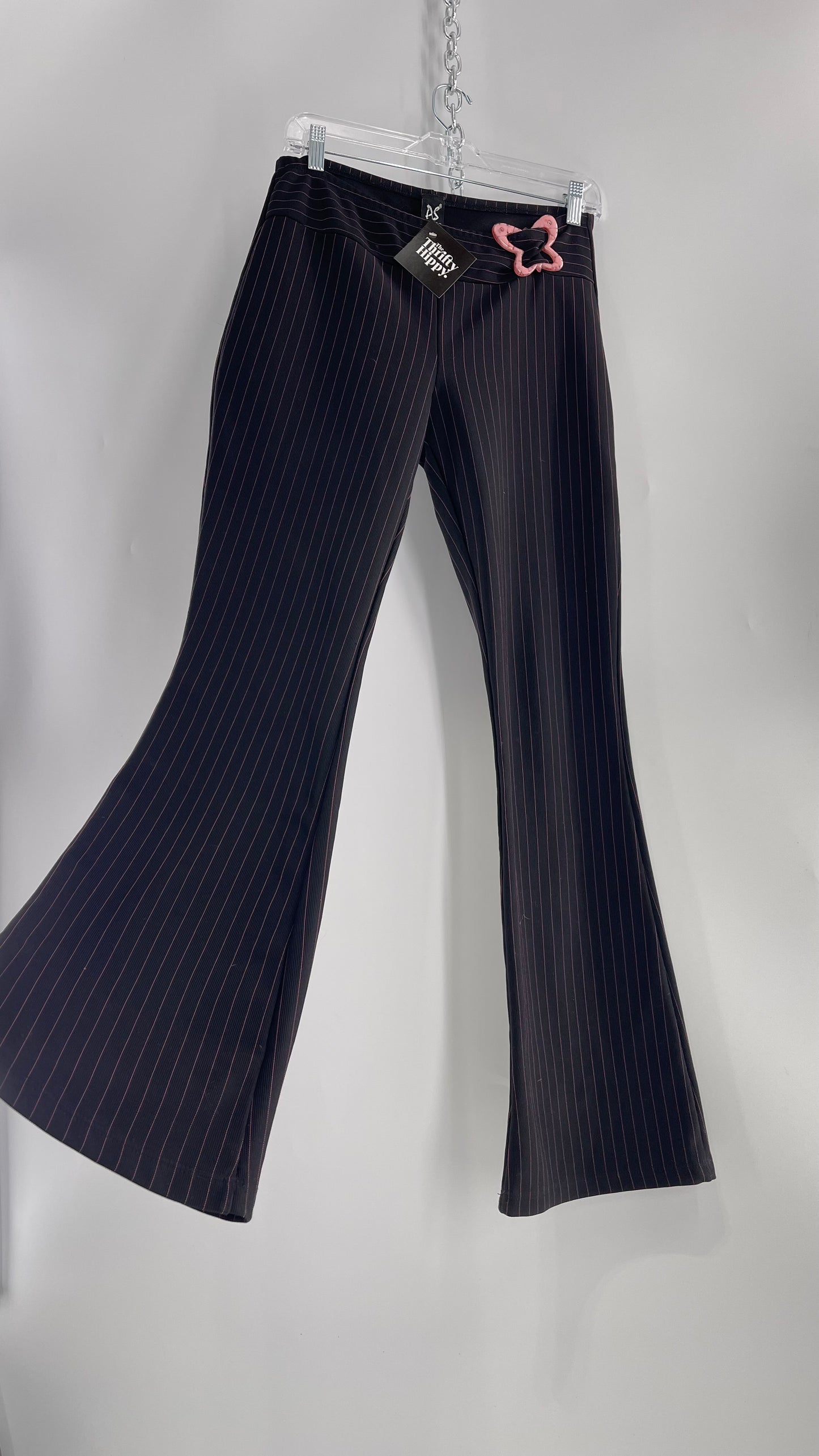 Vintage PS Pink Pinstriped Kickflares with Butterfly Buckle (S)