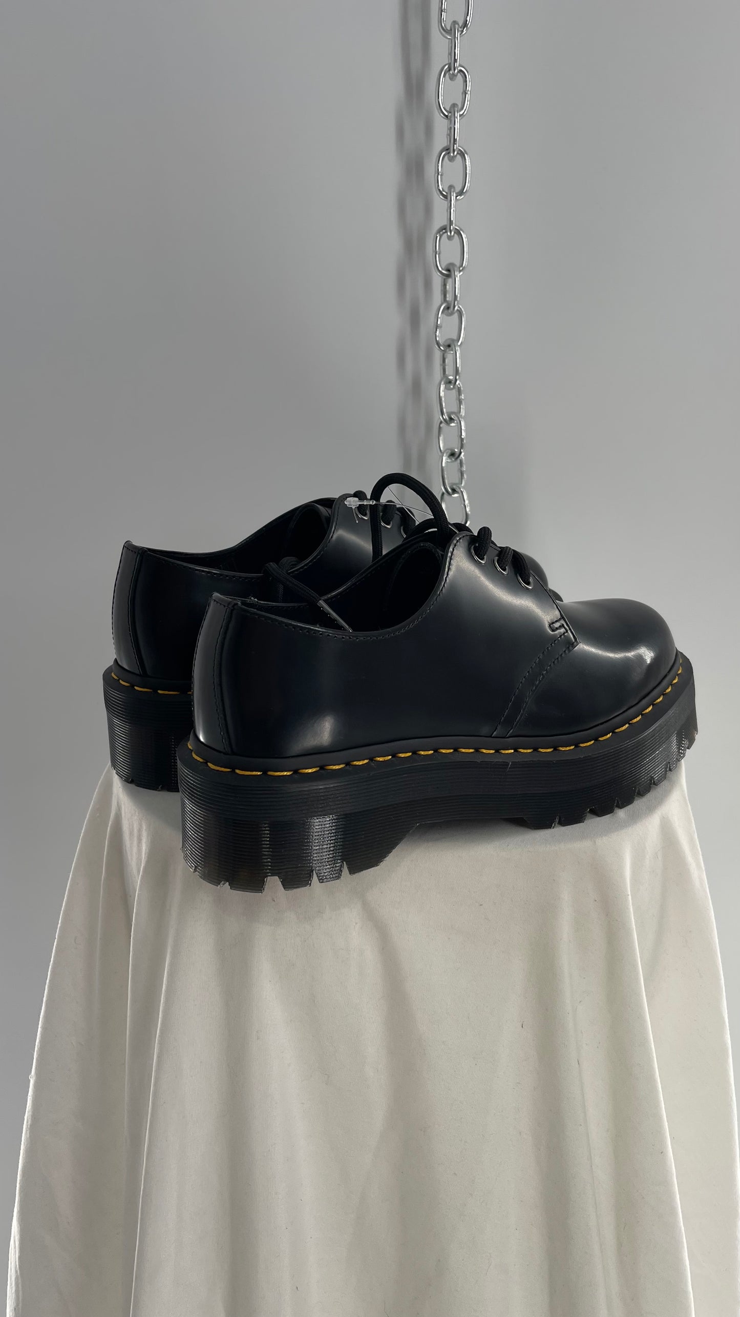 Dr.Martens Black Patent 1461 Quad li Leather Platform Oxfords (8.5L, 7.5M)