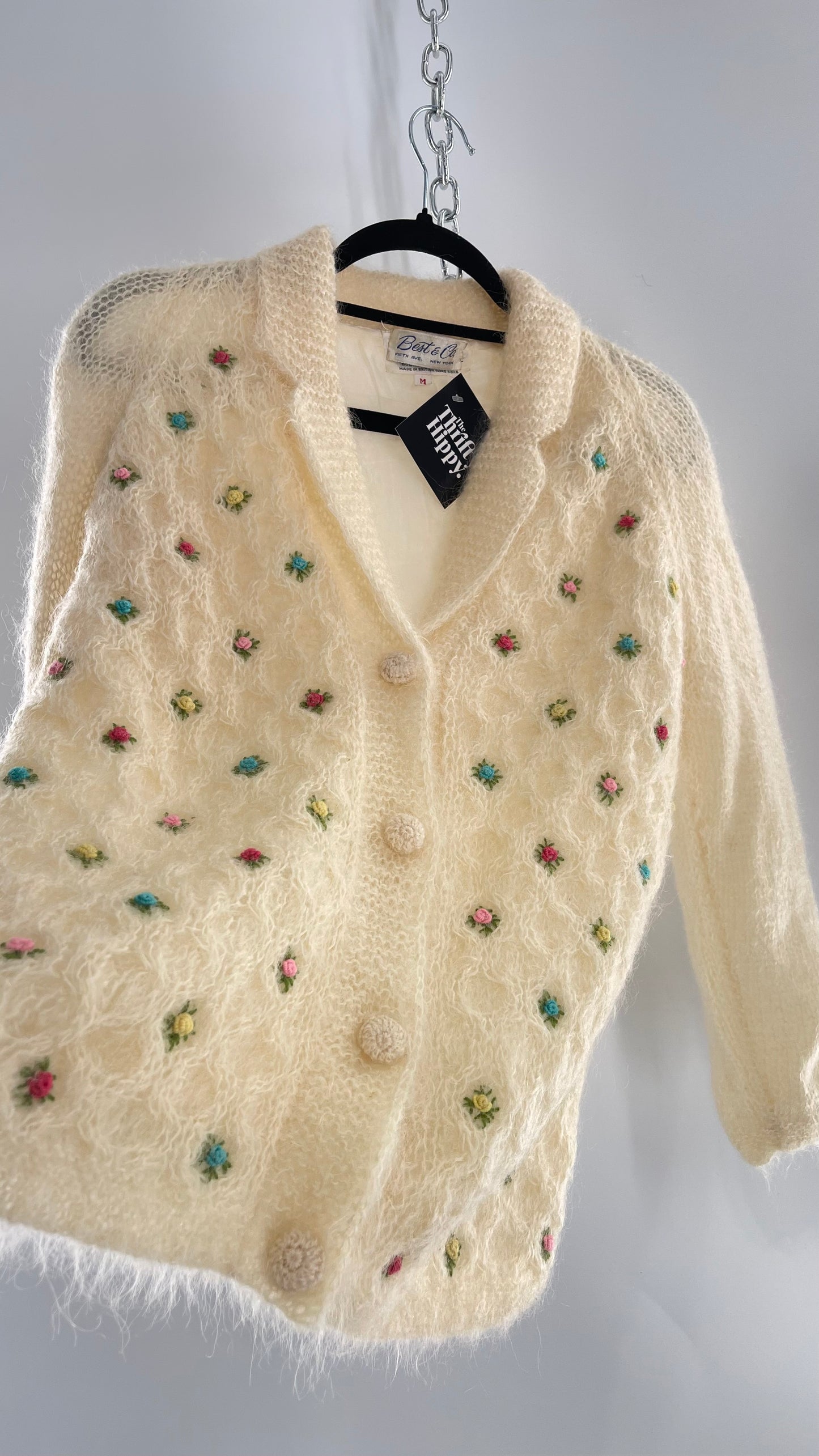 Vintage Best & Co Lil Rose, Cream Granny Cardigan (Medium)