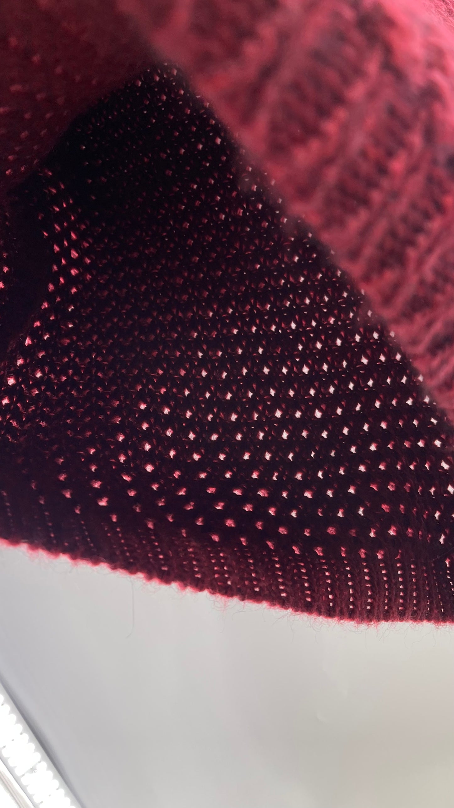 Anthropologie Thick Knit Burgundy/Maroon Short Sleeve Slouchy Turtle/Mock Neck Sweater (Large)