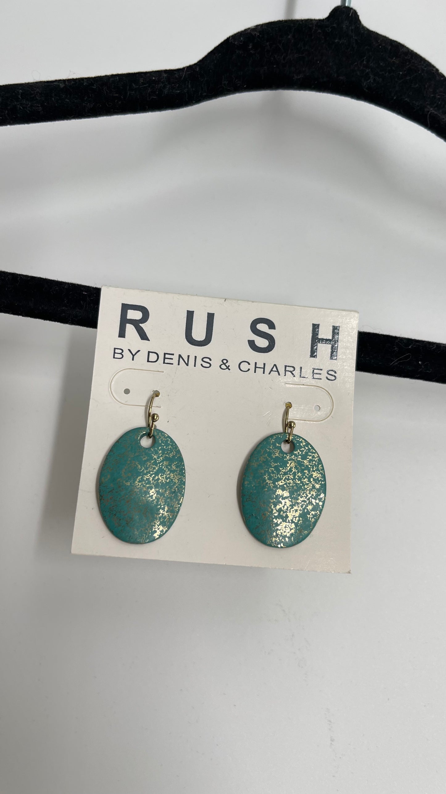 Deadstock Vintage RUSH Turquoise and Gold Medallion Earrings