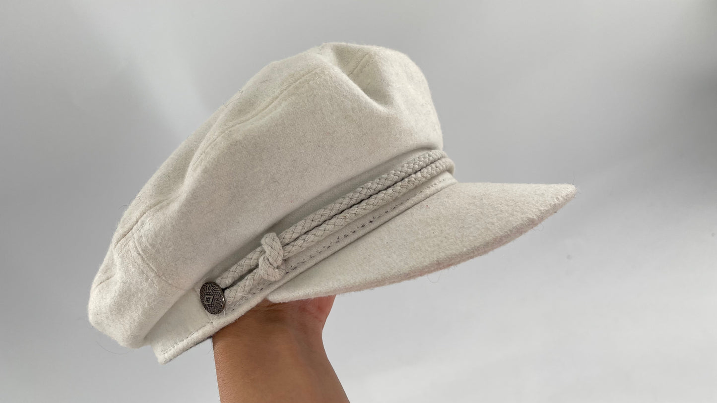 BRIXTON White Felt Newsboy Cap (6 3/4)