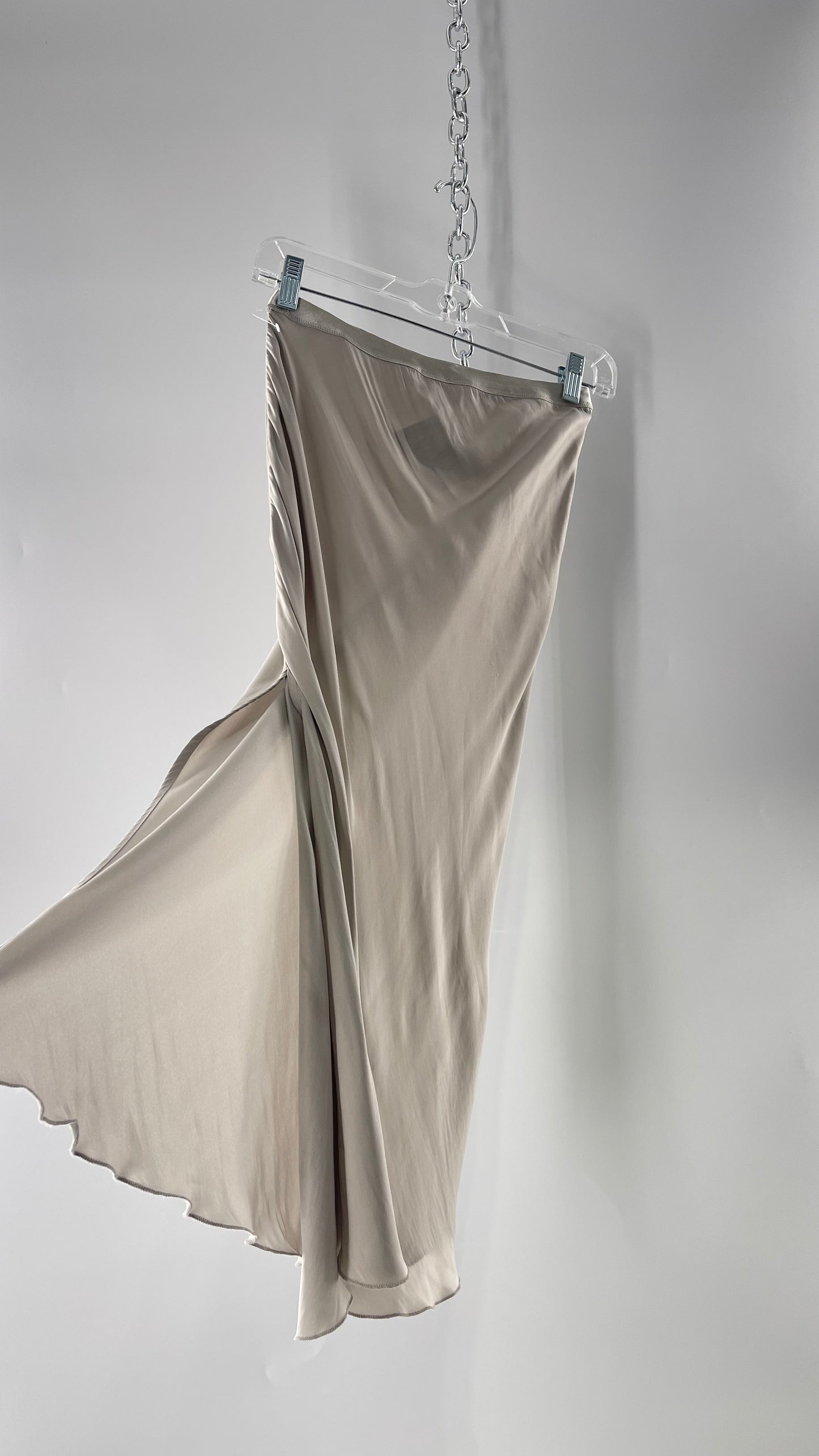 Free People Grey Satin Slip Skirt (XS)