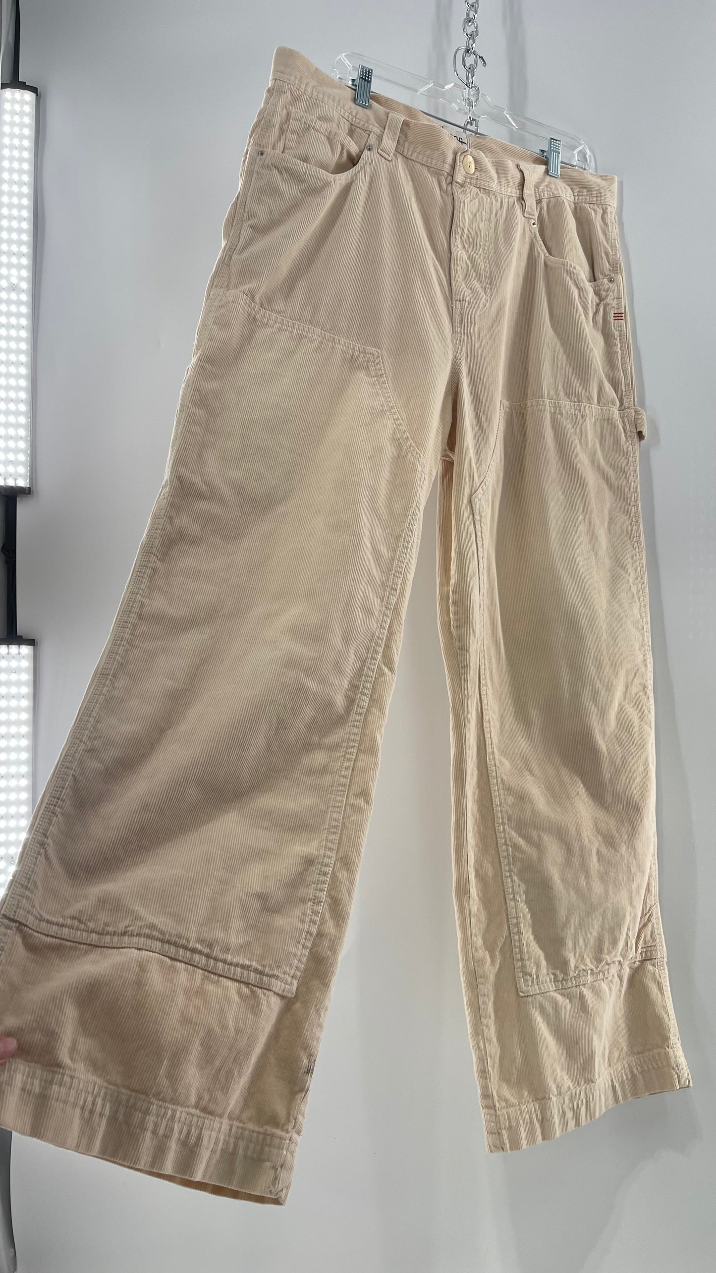Urban Outfitters BDG Beige Corduroy Cargos with Leg Patches (36)