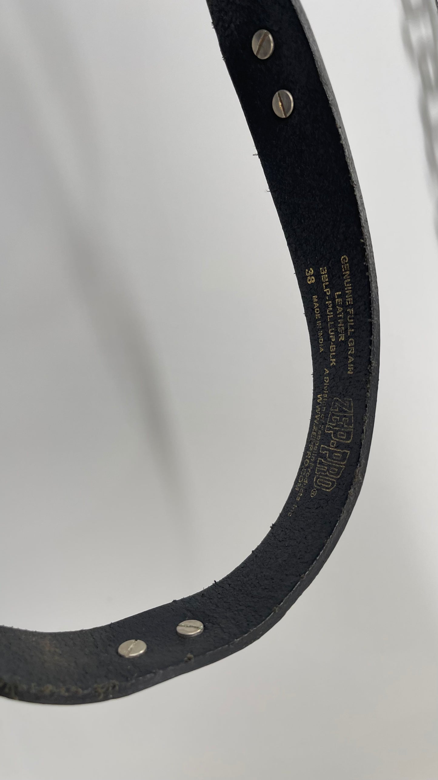 Zep Pro Black Leather Belt with Silver Engraved Metal Medallions (38)