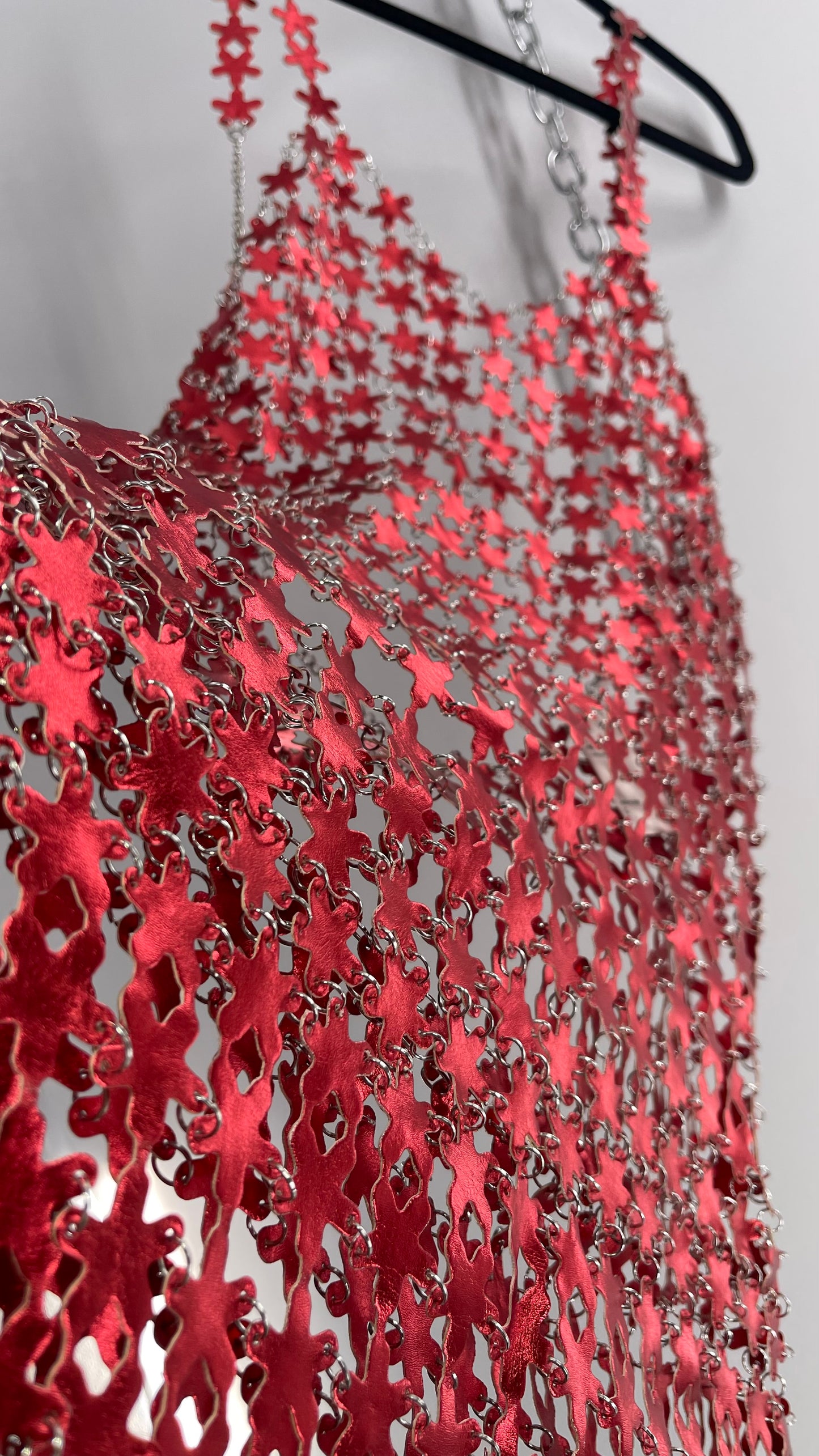Urban Outfitters Chain Link Metallic Red Star Dress with Open Back