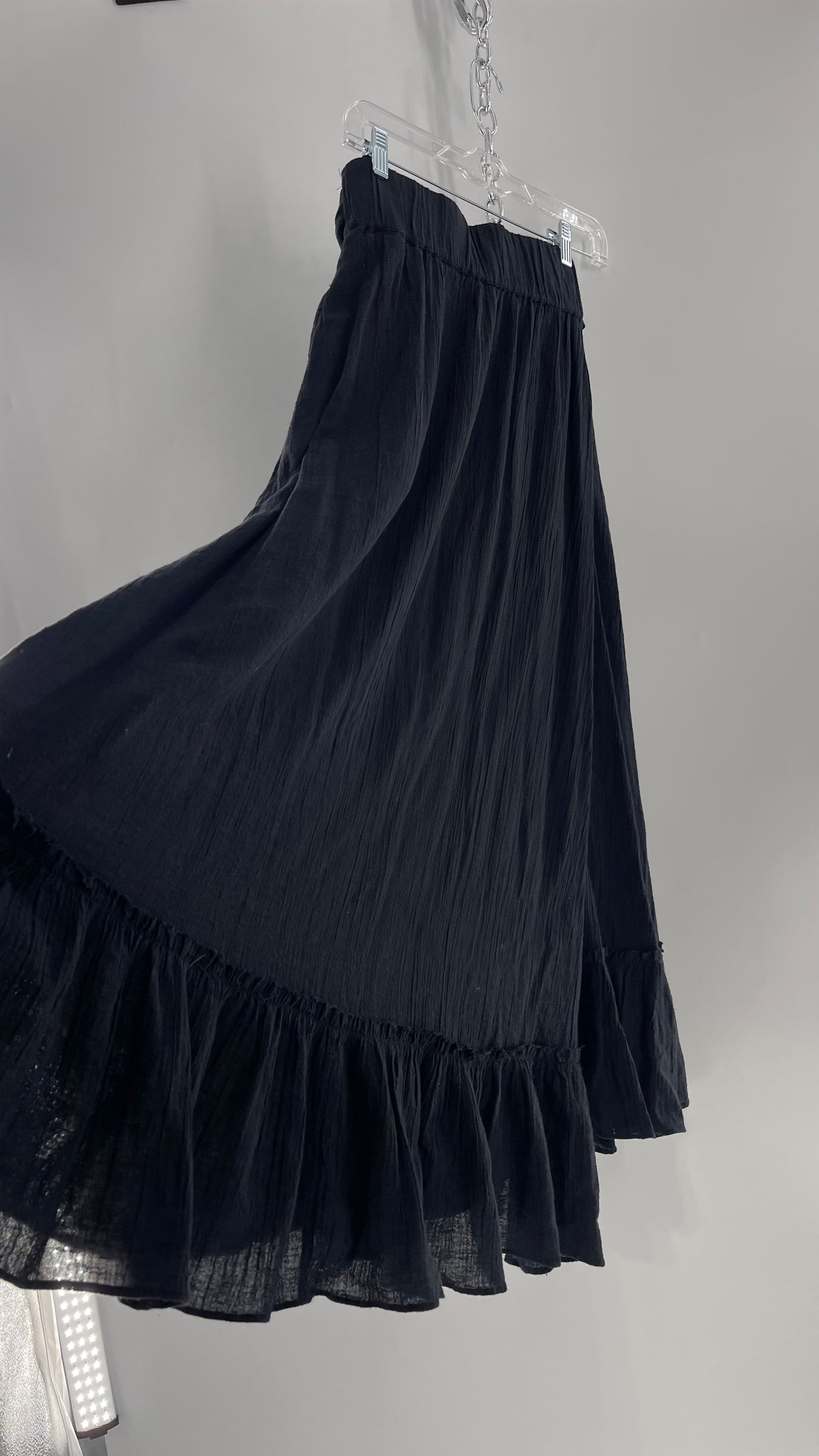 Free People Black Floor Length Skirt (Medium)