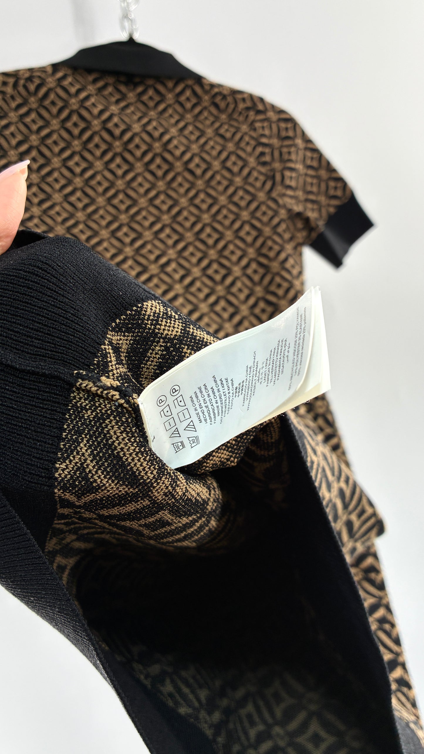 Vintage Michael Kors Thick Knit Collared Monogram Mini Dress (Small)
