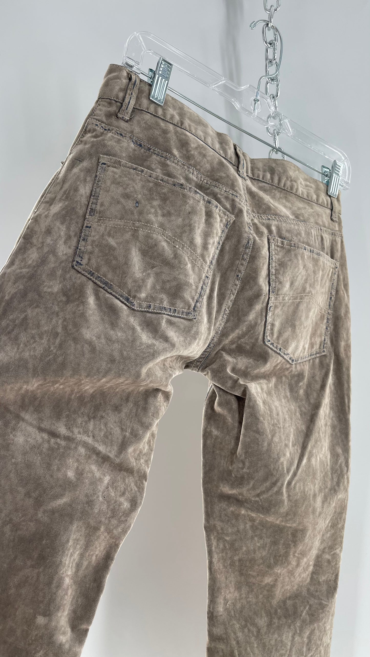 Armani Exchange Grey Velour Straight Legs with Denim Seam Details (Size 4)