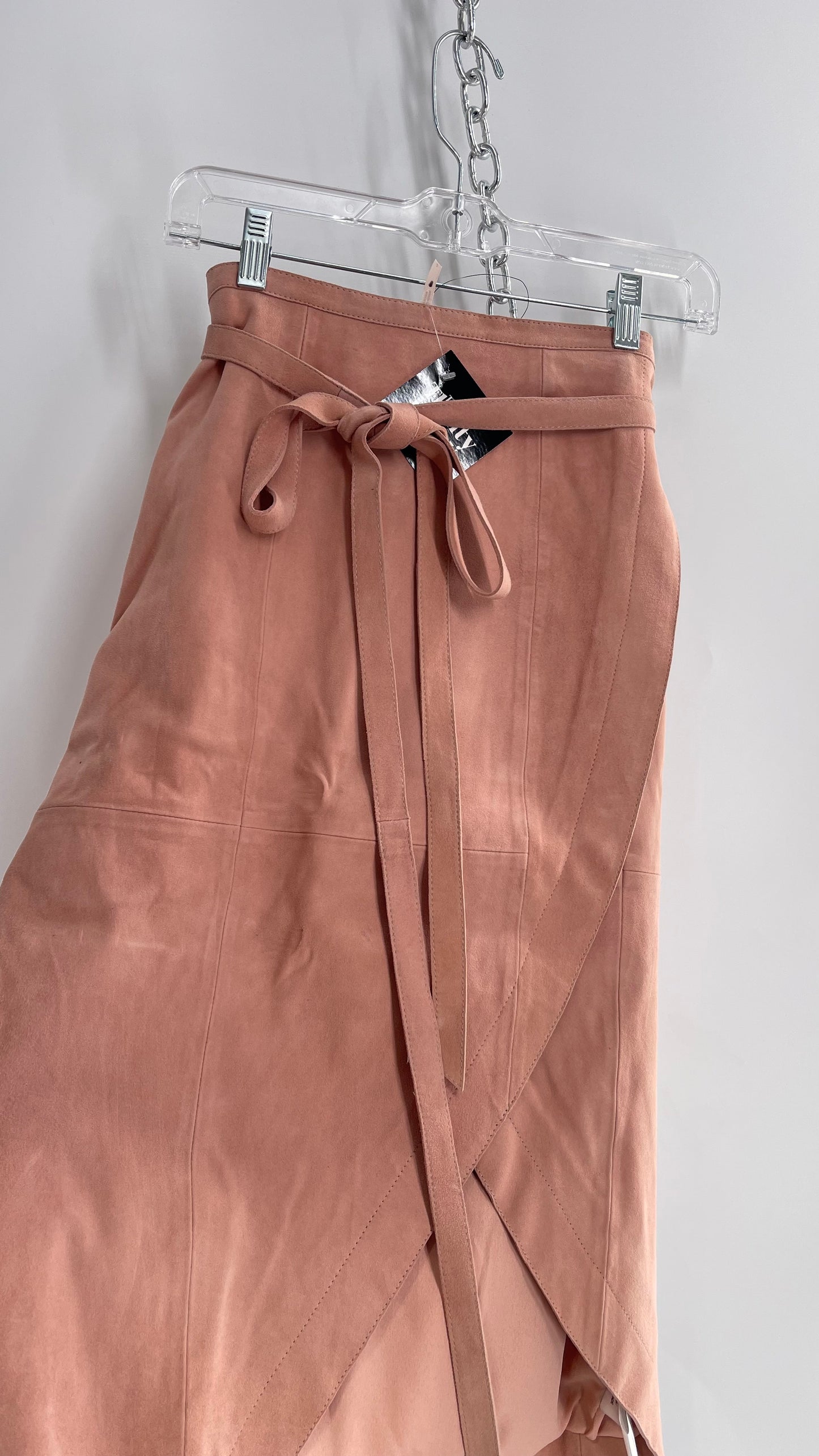 Free People Blush Genuine Suede Leather Tie Waist Long Skirt (2)