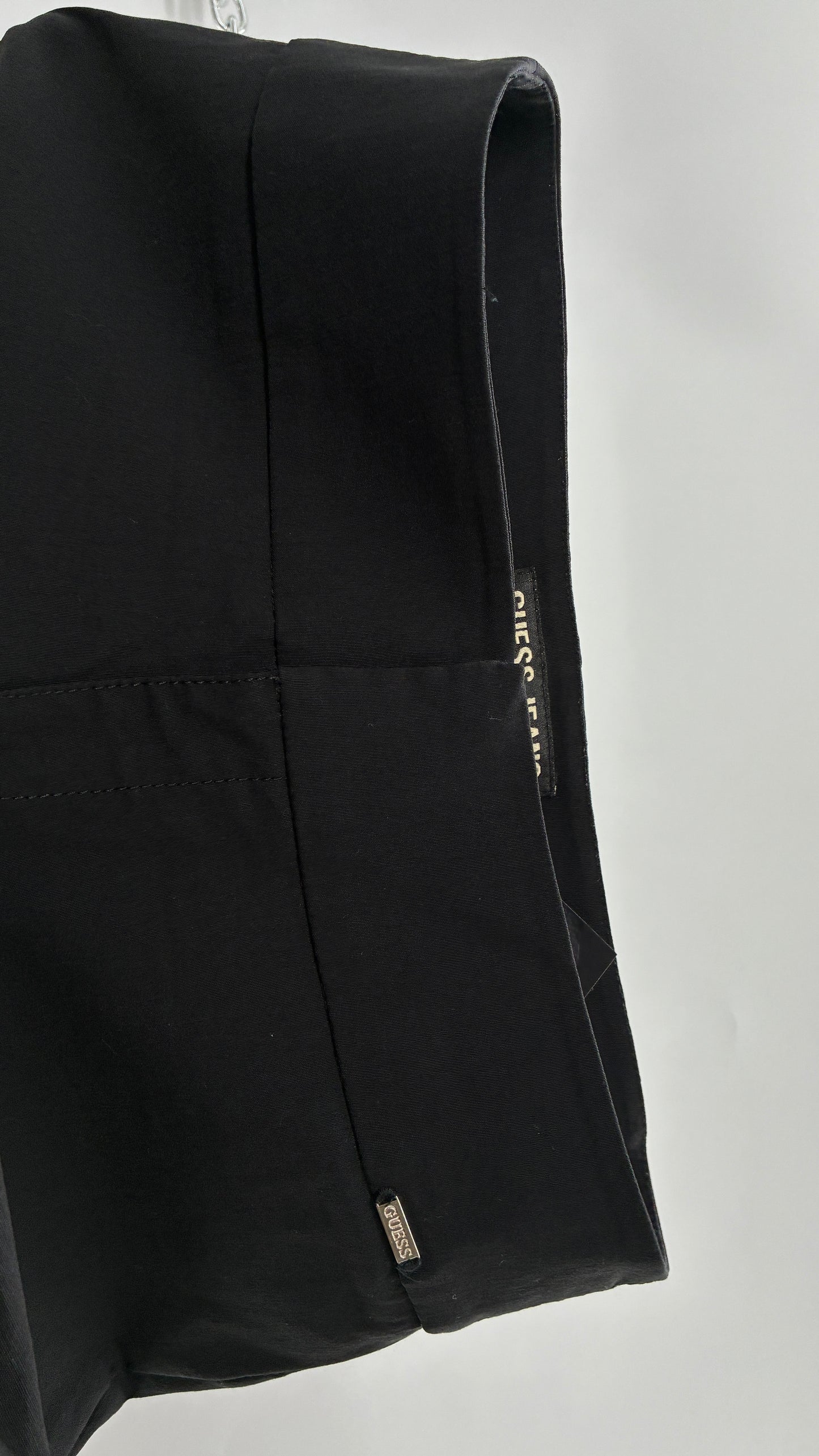 Vintage 1990s GUESS Stretch Low Rise Thick Waistband Black Kickflare (29)