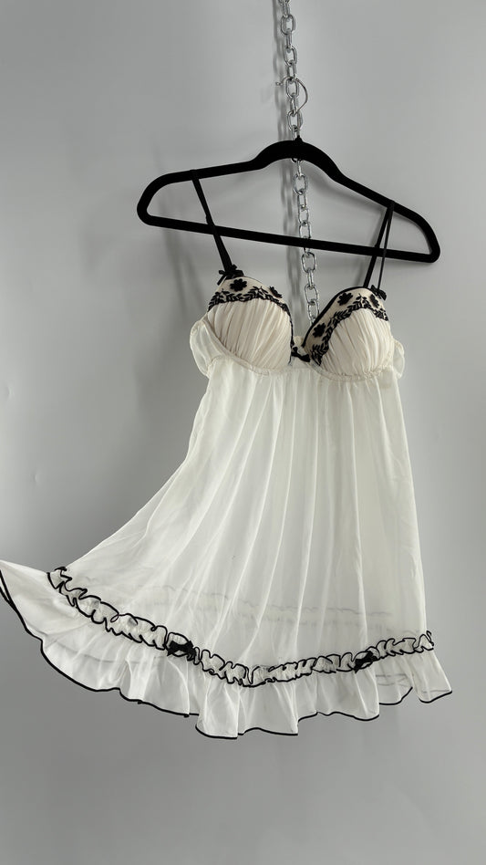 Deadstock Vintage In Bloom Babydoll Camisole and Thong Set with Tags (Medium)