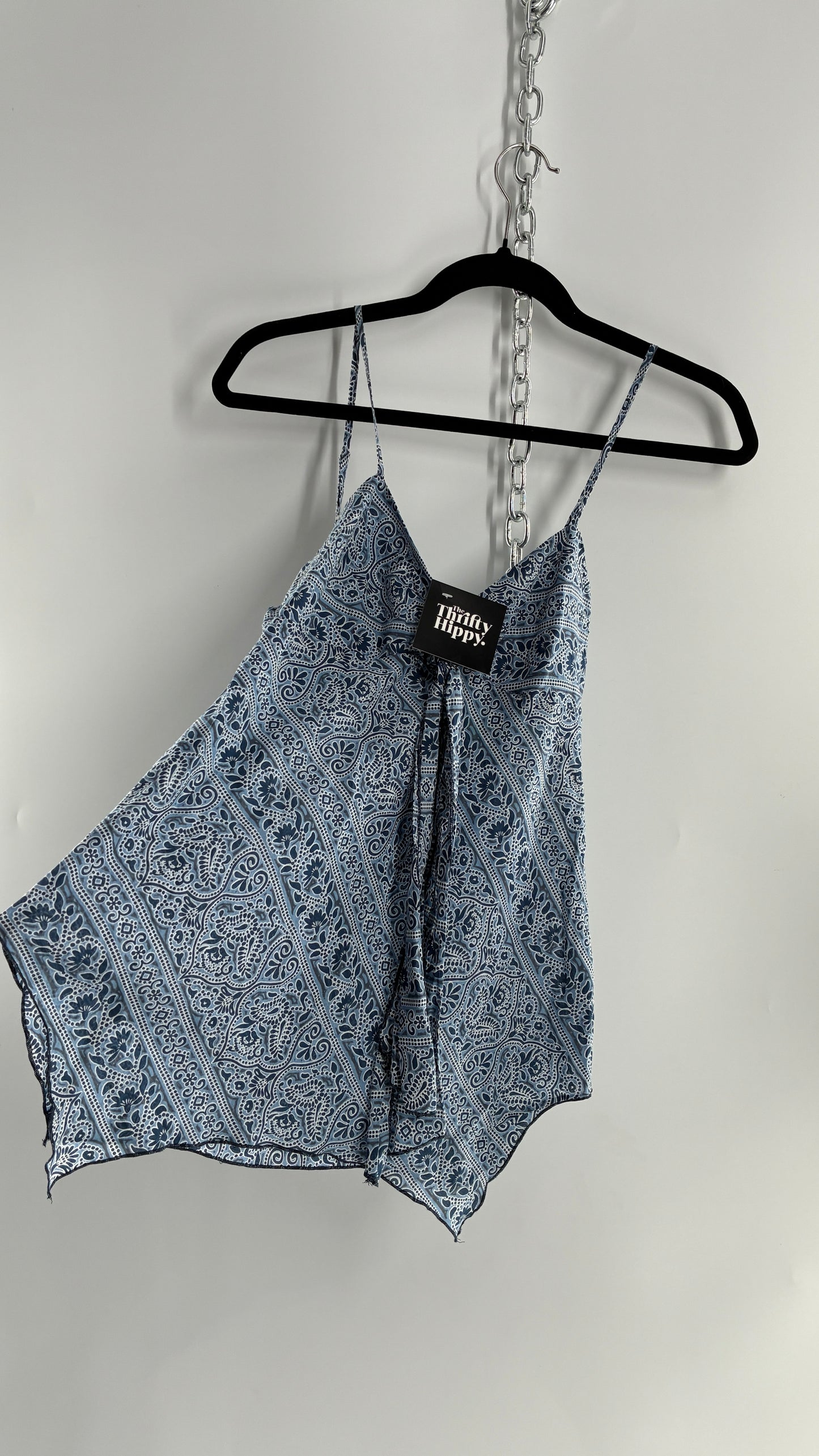 Vintage 100% Cotton Handkerchief Blue Bandana Style Camisole (2)