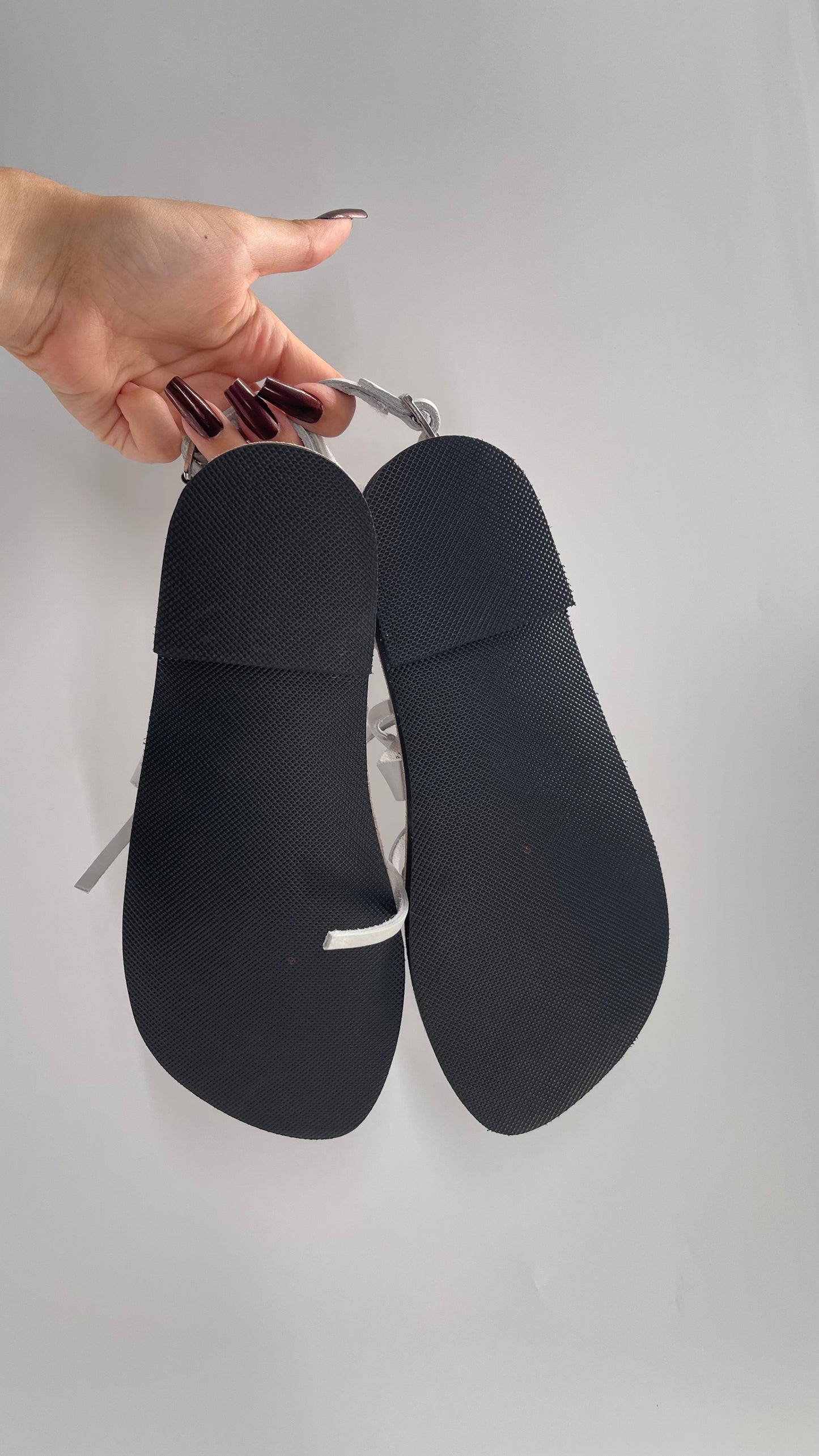 Free People Light Gray Willow Wrap Sandals with Studs (37)
