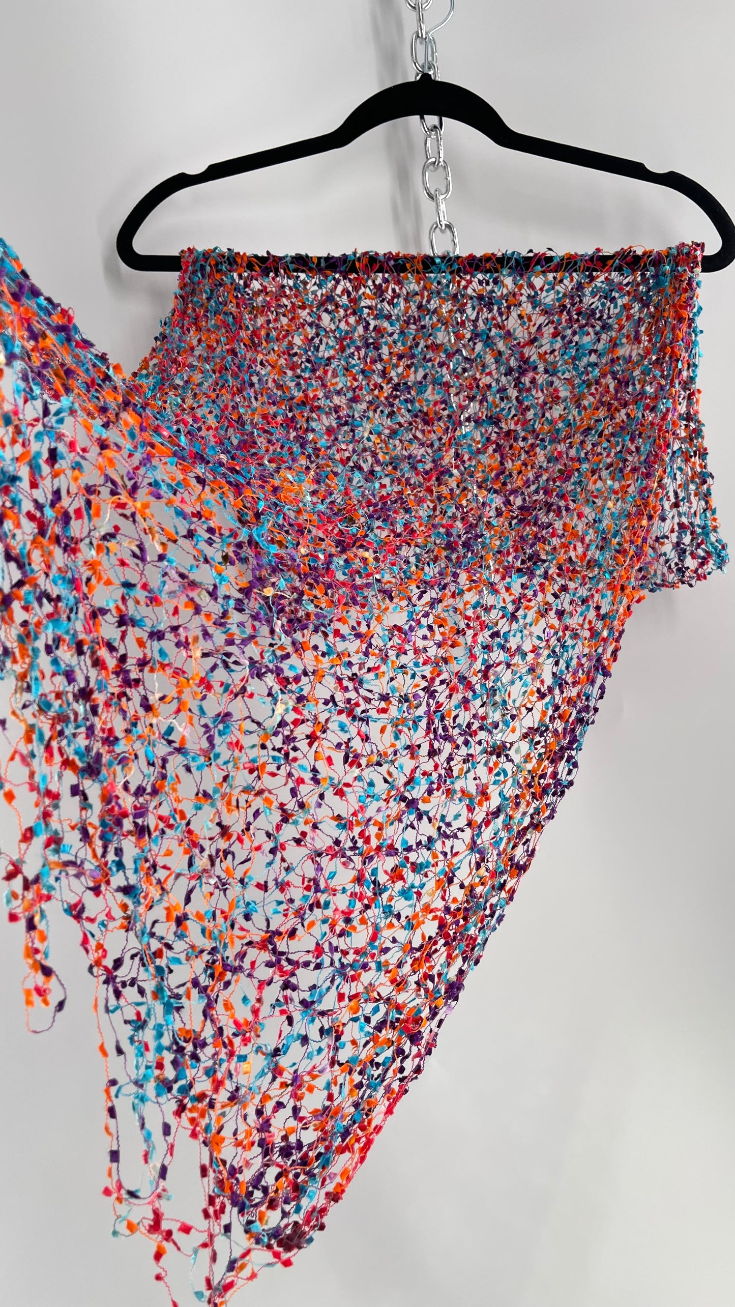 Vintage Negative Space Confetti Scarf Red, Teal, Orange, Blue