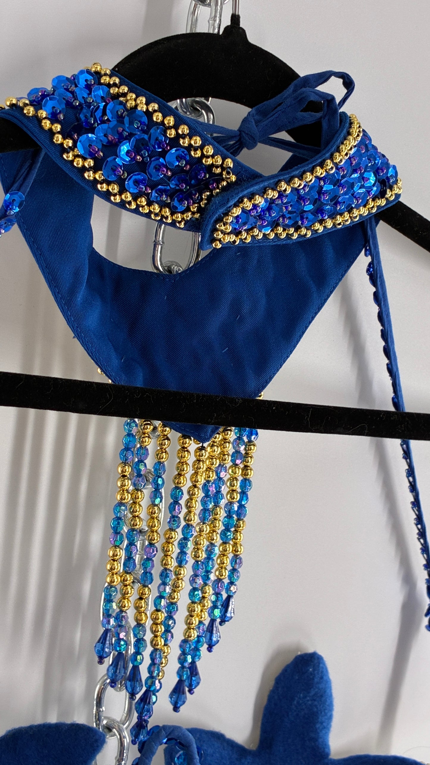 Vintage Royal Blue and Gold Beaded Belly Dancing Set