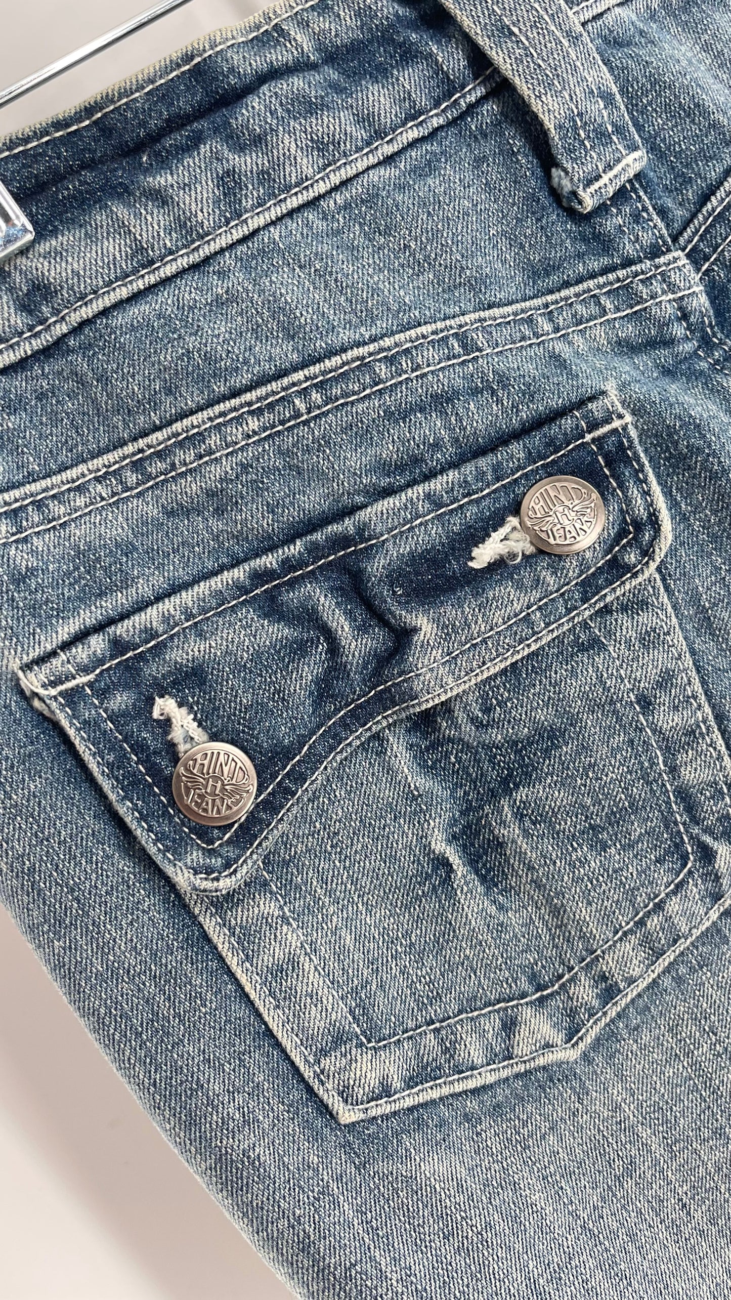 Vintage Hint Jeans Denim Skirt with Frayed Seams (1)