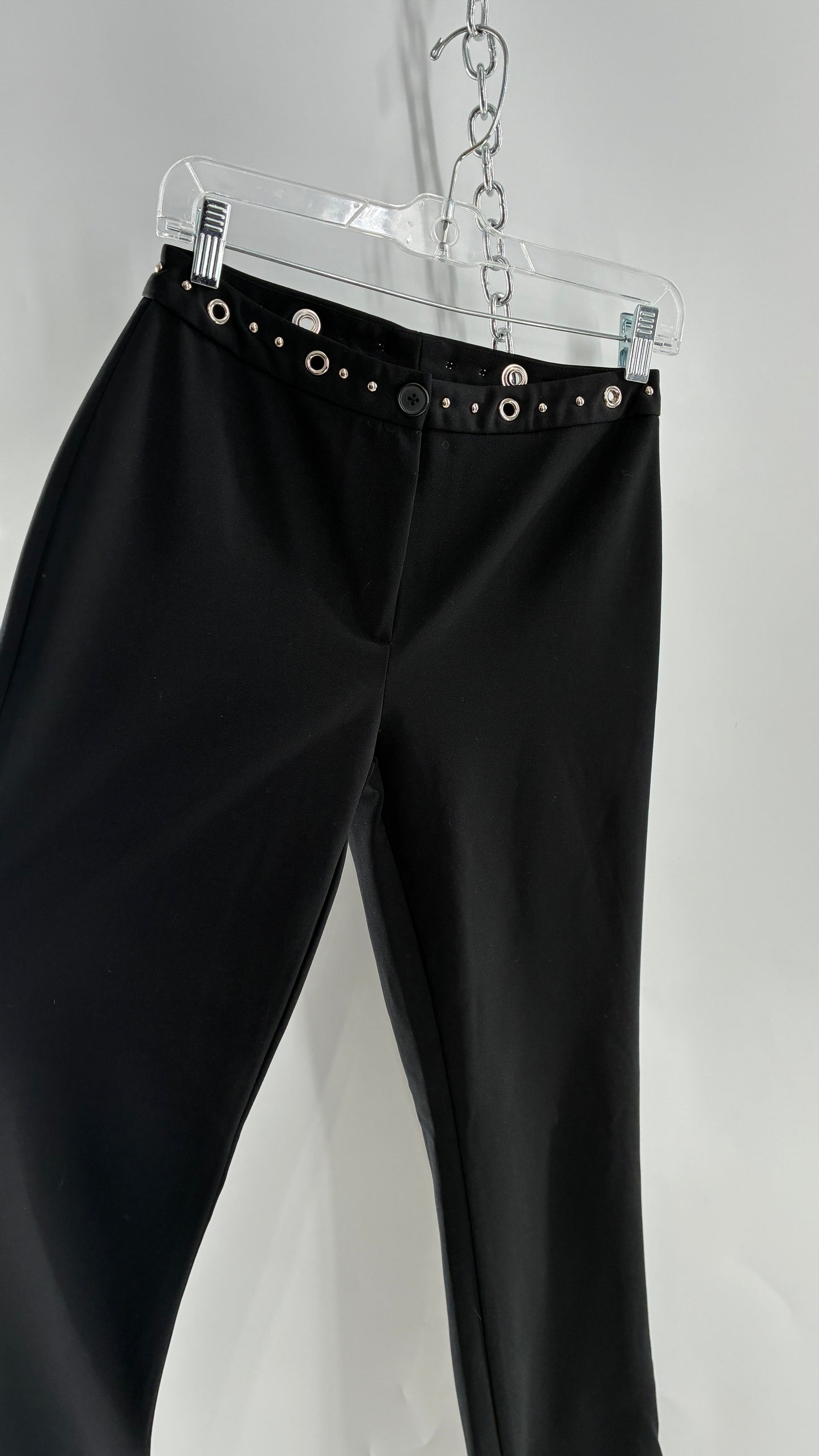 Vintage 1990s JOE BENBASSET Black Kickflares with Studded, Grommet Waistline (5)