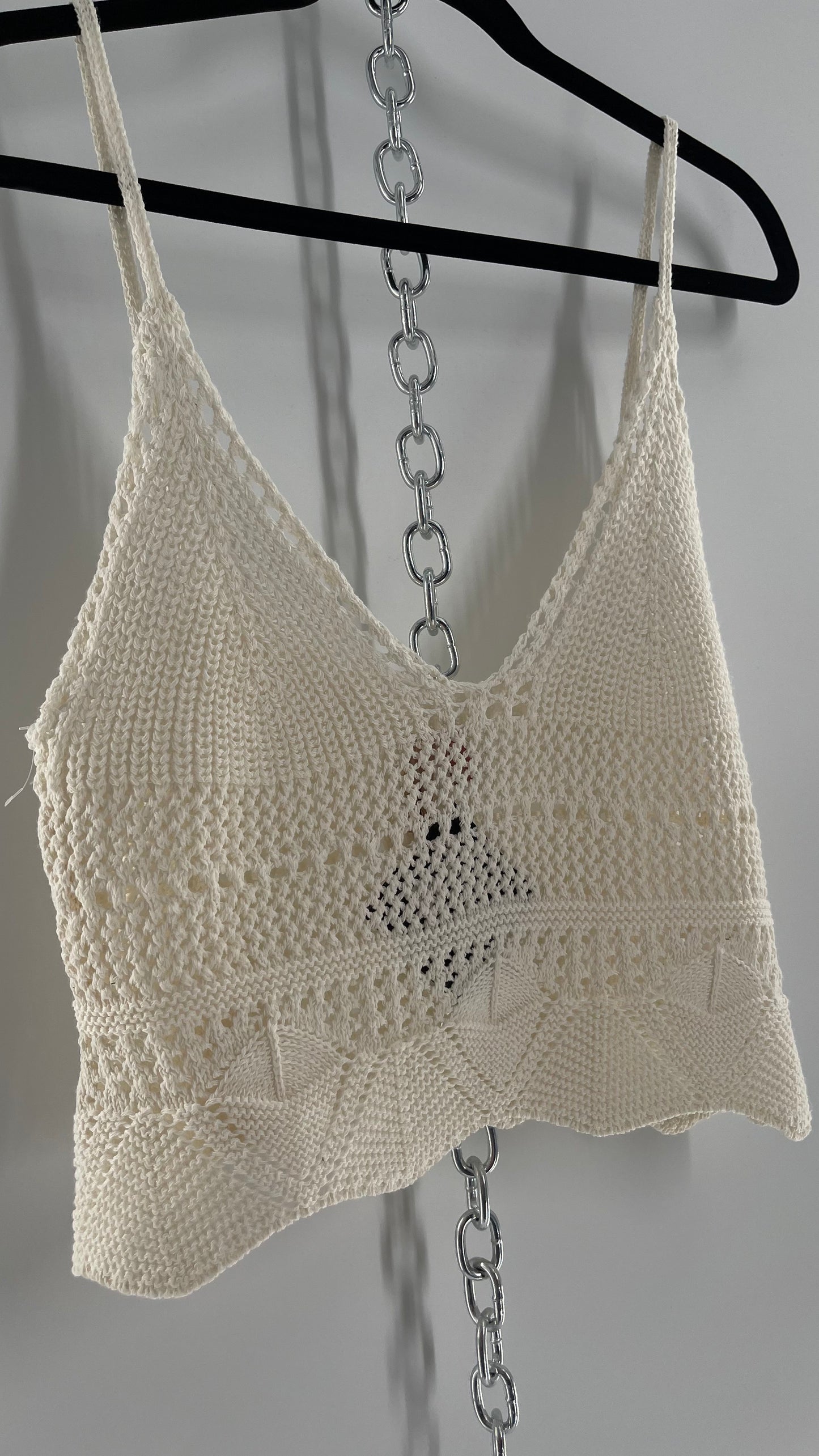 Anthropologie Pilcro White Crochet Cropped Tank (Small)
