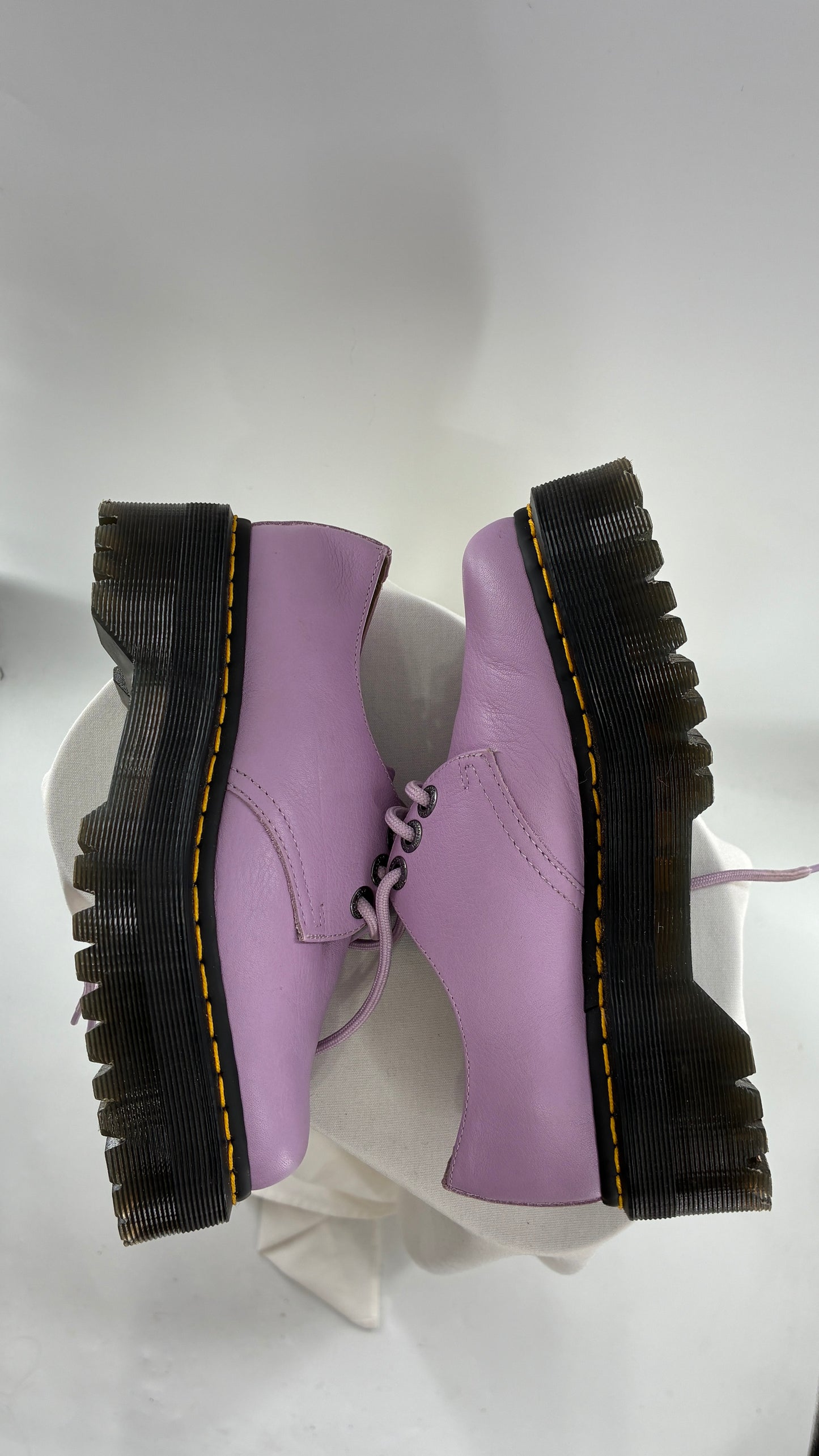 Vintage Dr. Martens 1461 Quad II, Lilac Purple, Pisa Leather Platform Oxfords (6)