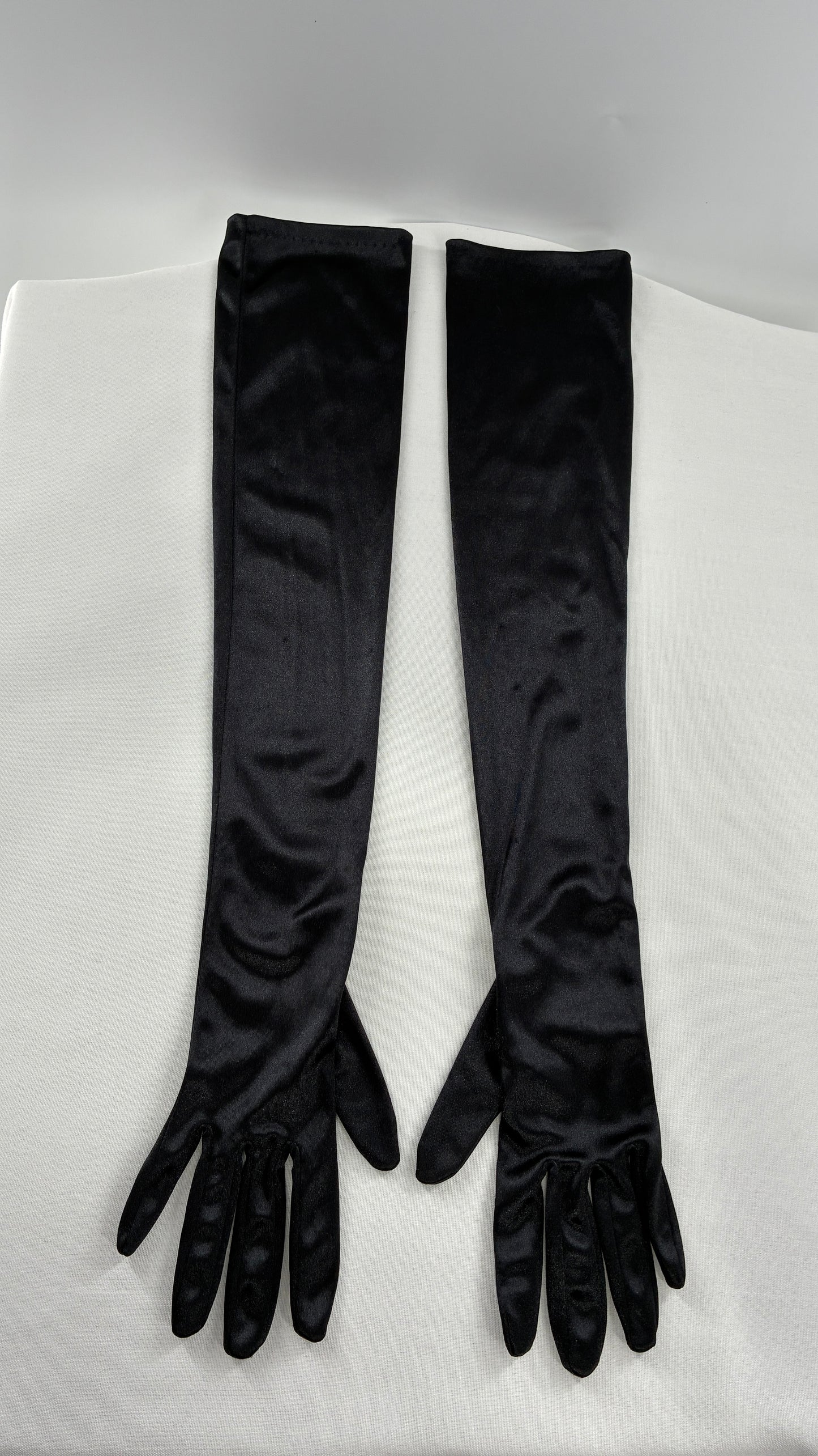 Vintage Black Silky Full Length Gloves