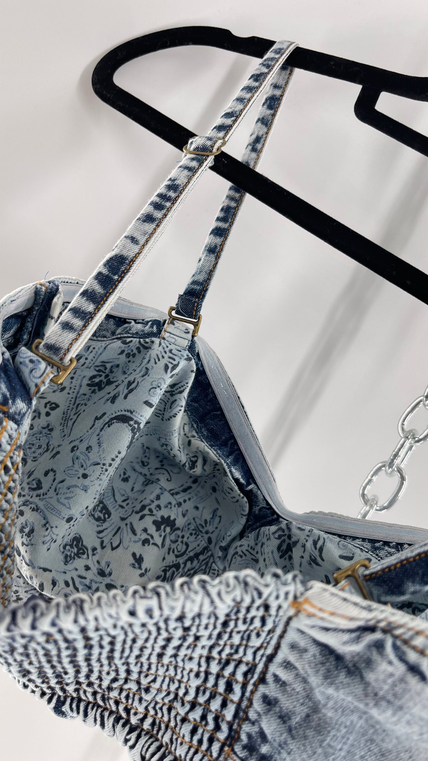 Pilcro Acid Wash Denim Bralette (Medium 6)