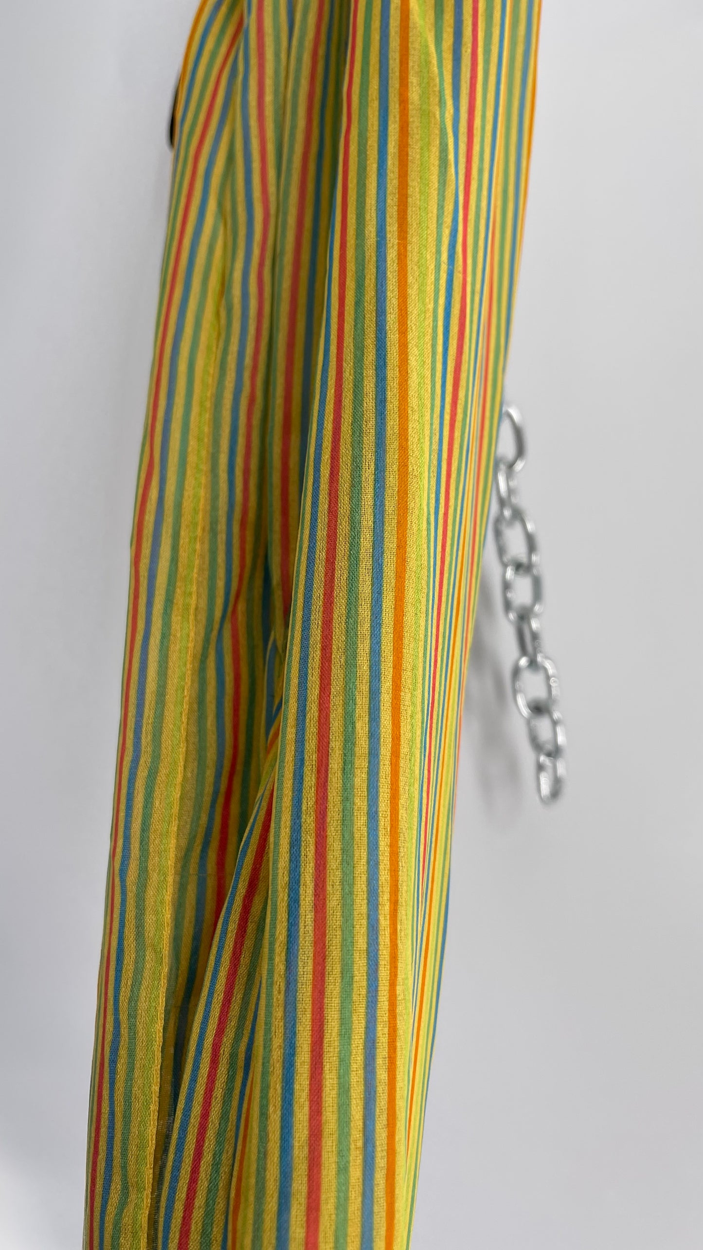 Vintage 1970s Chartreuse Striped Scarf