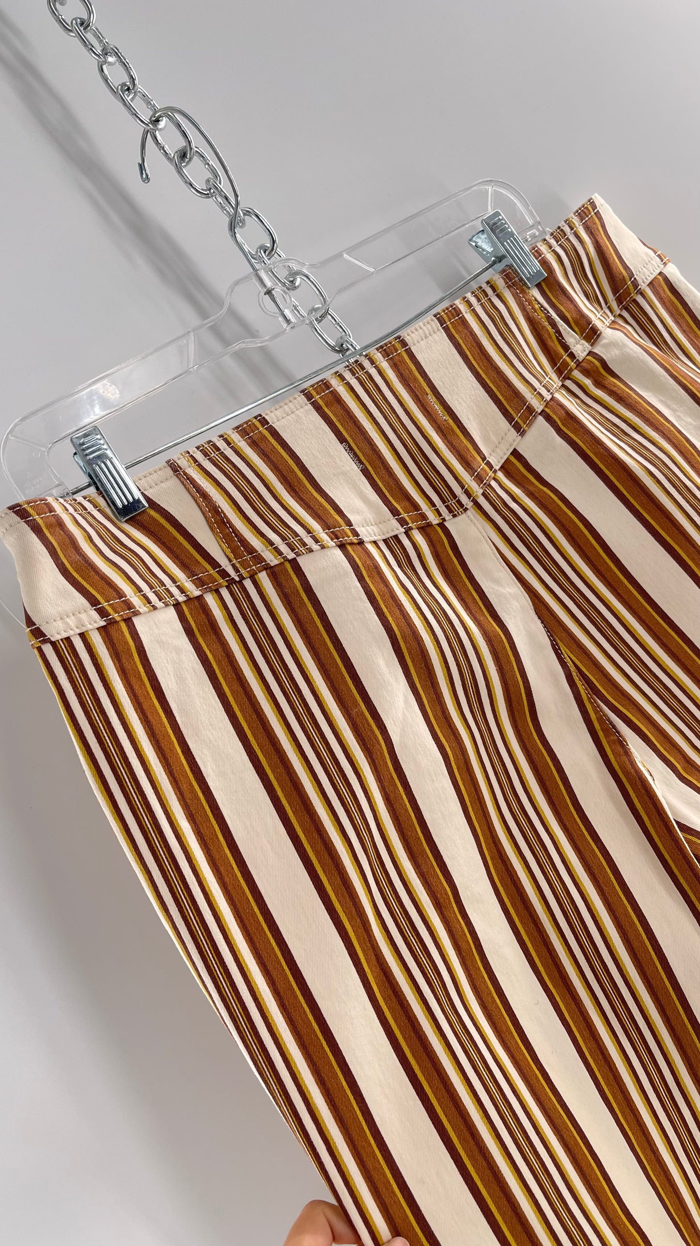 Free People 70s Striped Mustard and Rust Tones Flare Leg Bell Bottoms (33)