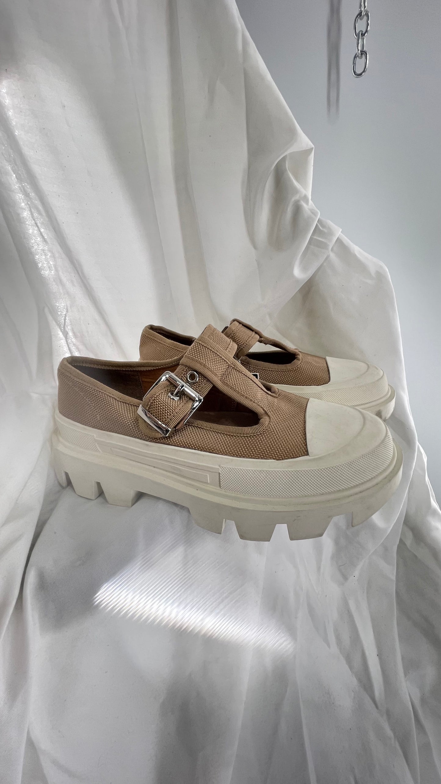 Jeffrey Campbell Marley Tan Canvas Mary Janes (6)