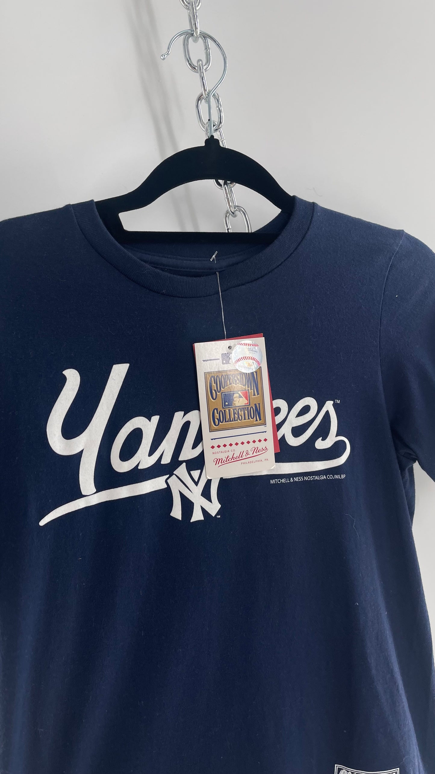 Official Navy Blue Yankees Baby T with Tags Attached Cooperstown Mitchell & Ness (S adult or 10/12 kids)