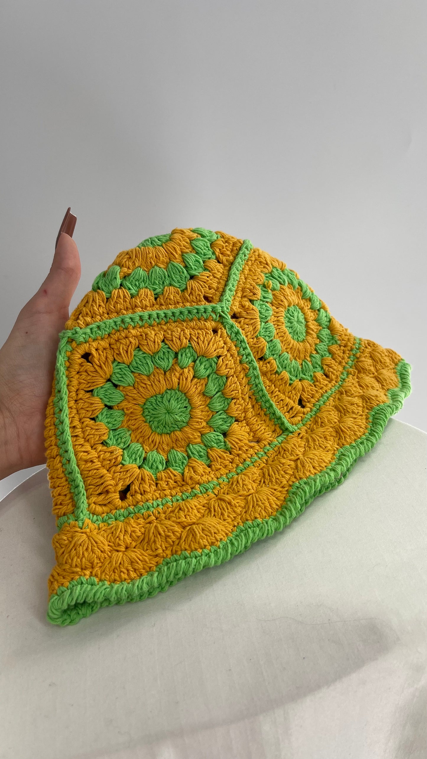 Crochet Yellow and Green Sun/Bucket Hat