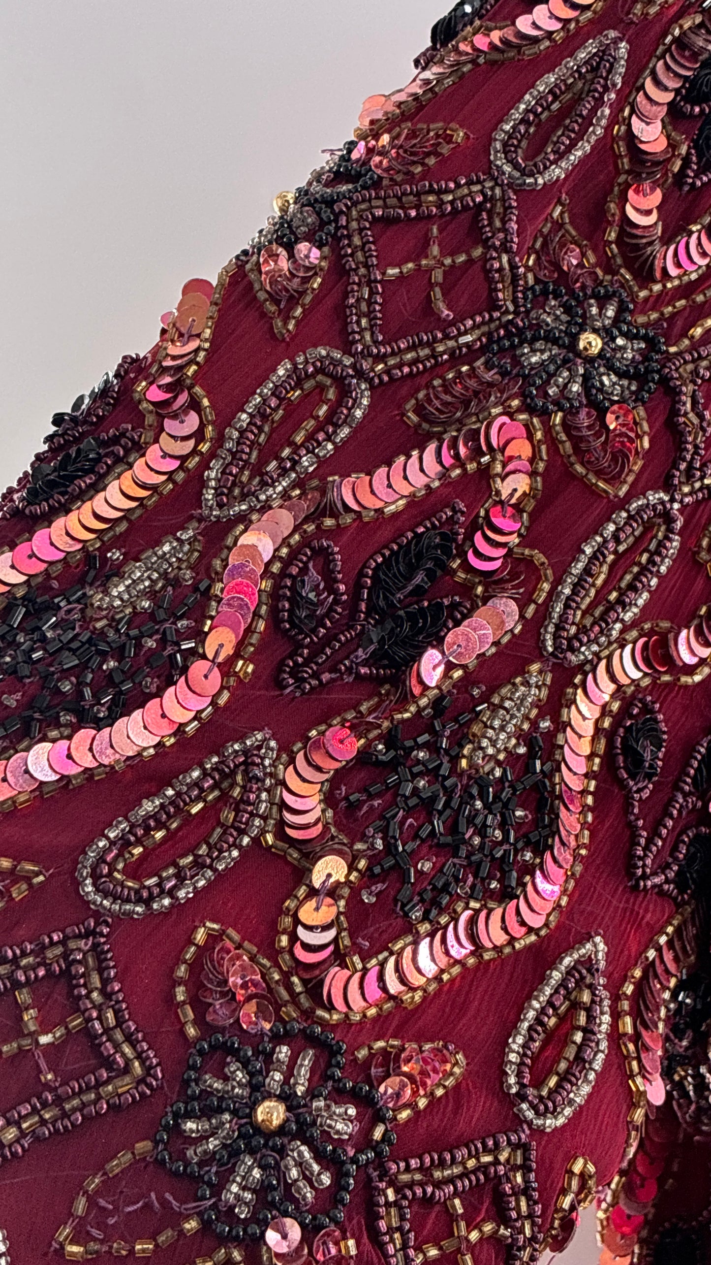 Vintage Beaded STENAY Burgundy Maroon Jacket (Medium)