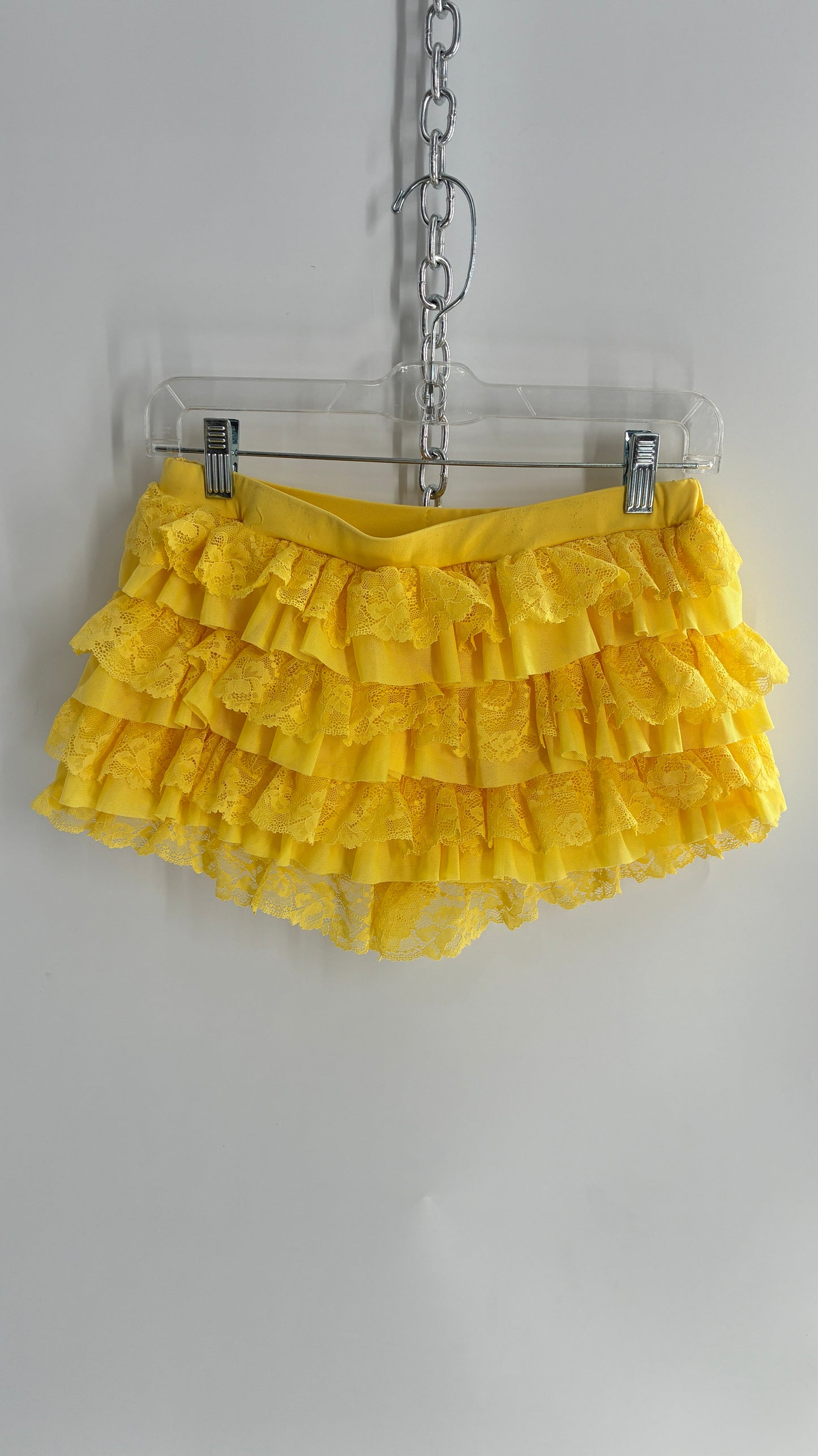 Vintage Yellow Lace Ruffle and Lace Micro Short (Small)