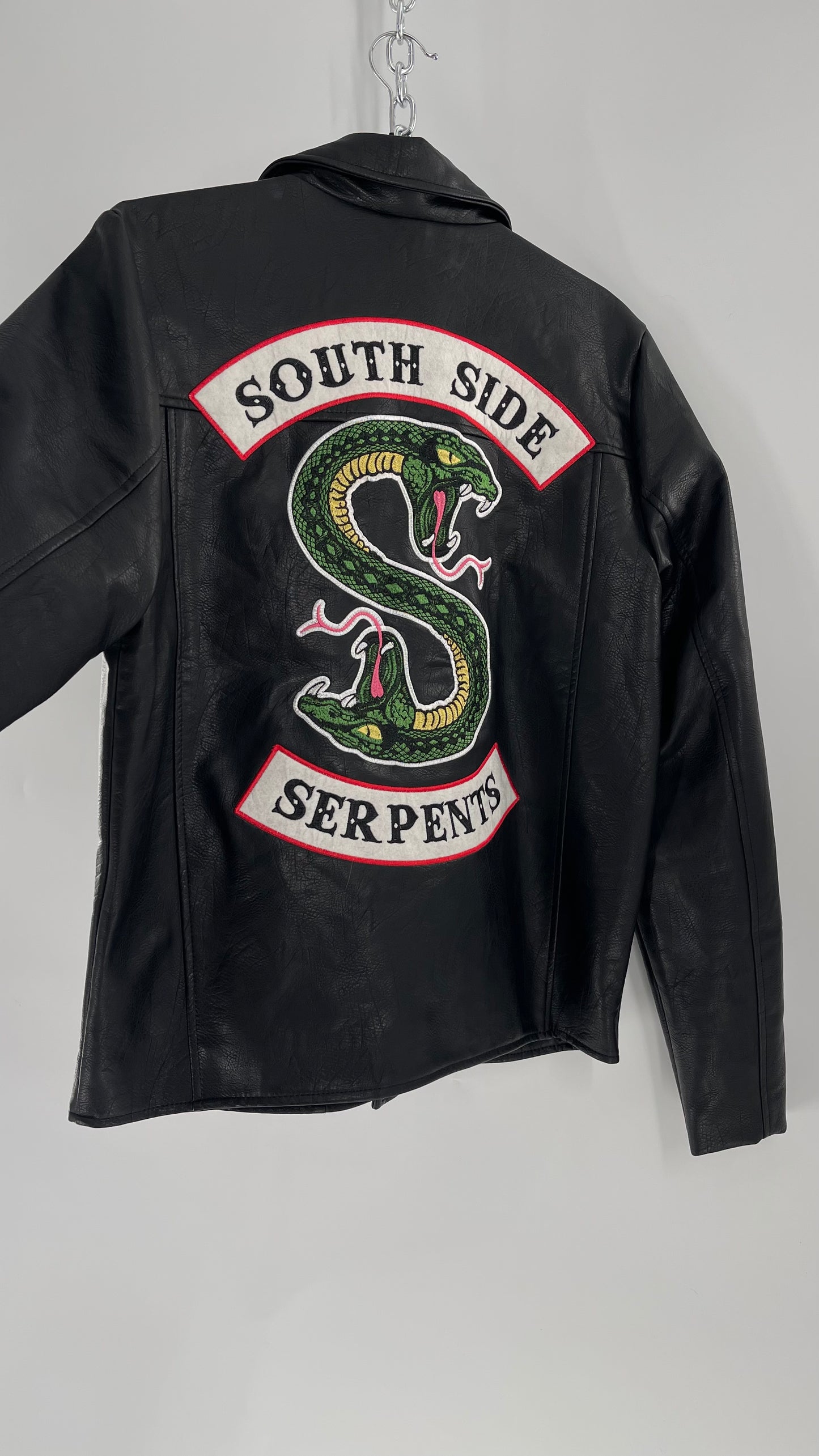 Riverdale Vegan Leather Jacket with Southside Serpents Embroidered Back (Medium)