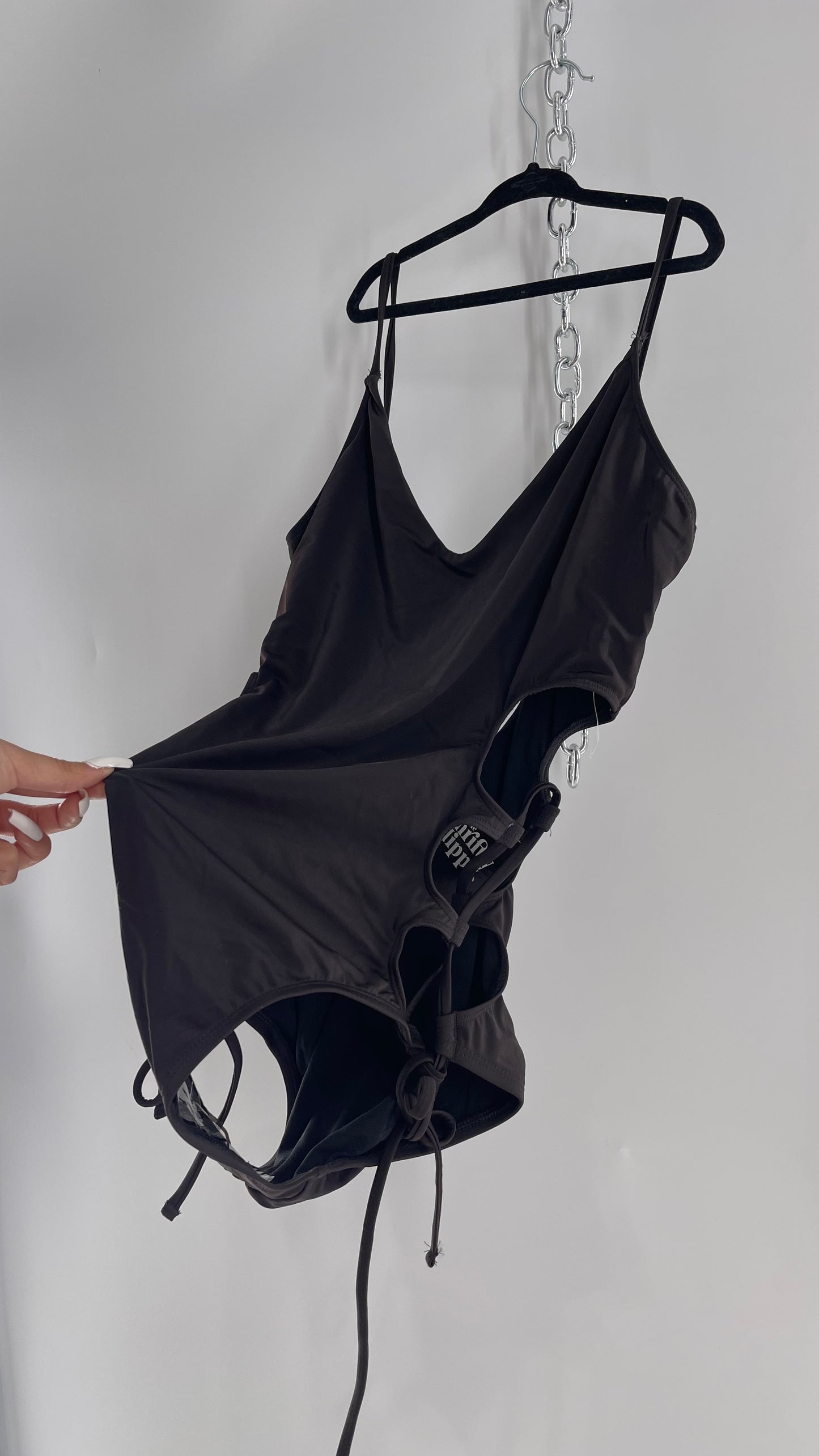 Urban Outfitters Out From Under Black Swimsuit with Lace Up Sides (Large)