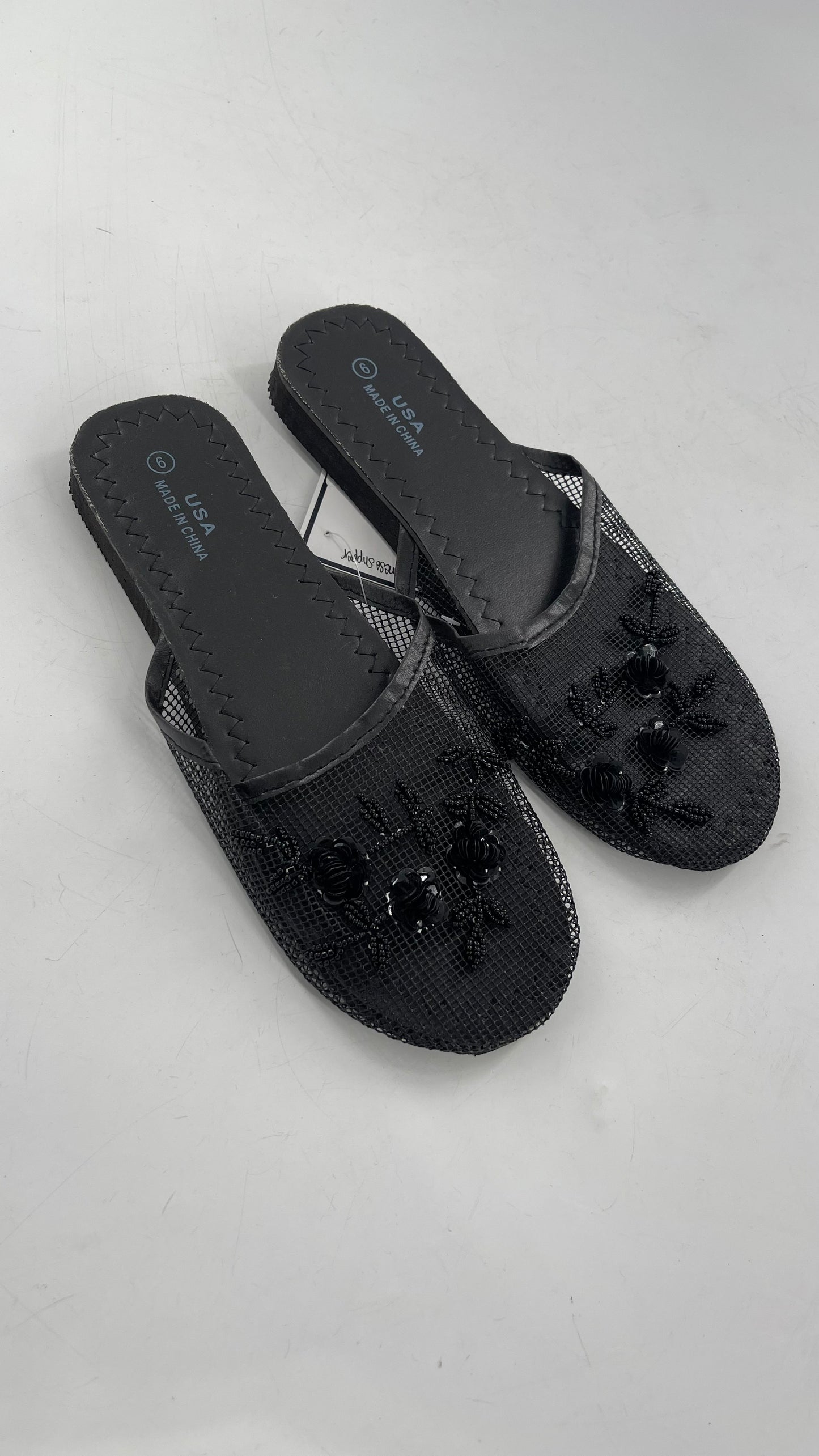 Vintage 1990s Chinese Black Beaded Slipper (9)