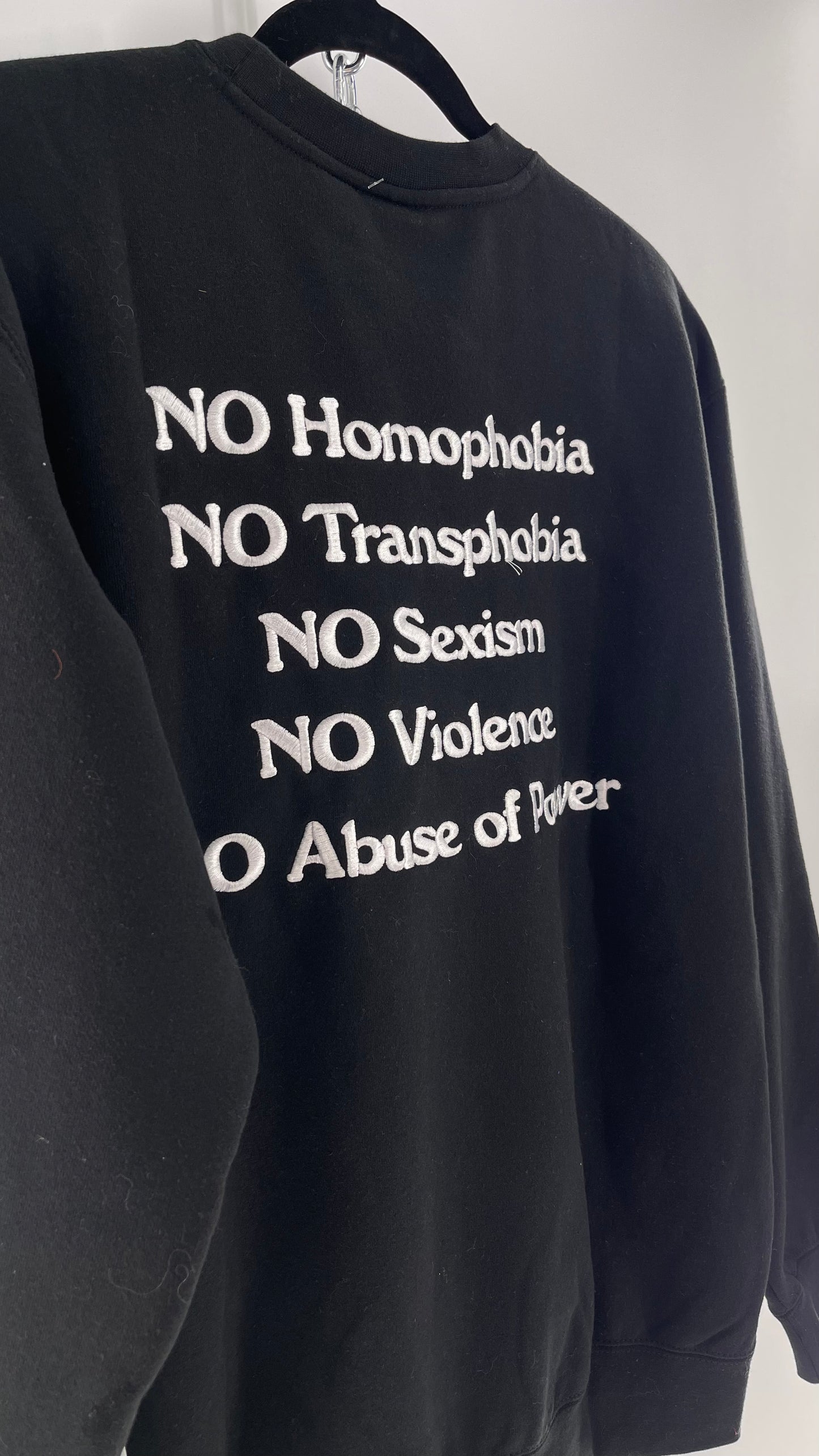 OBEY Black All Over Embroidered Love is The Cure Crewneck with Tags (Medium)