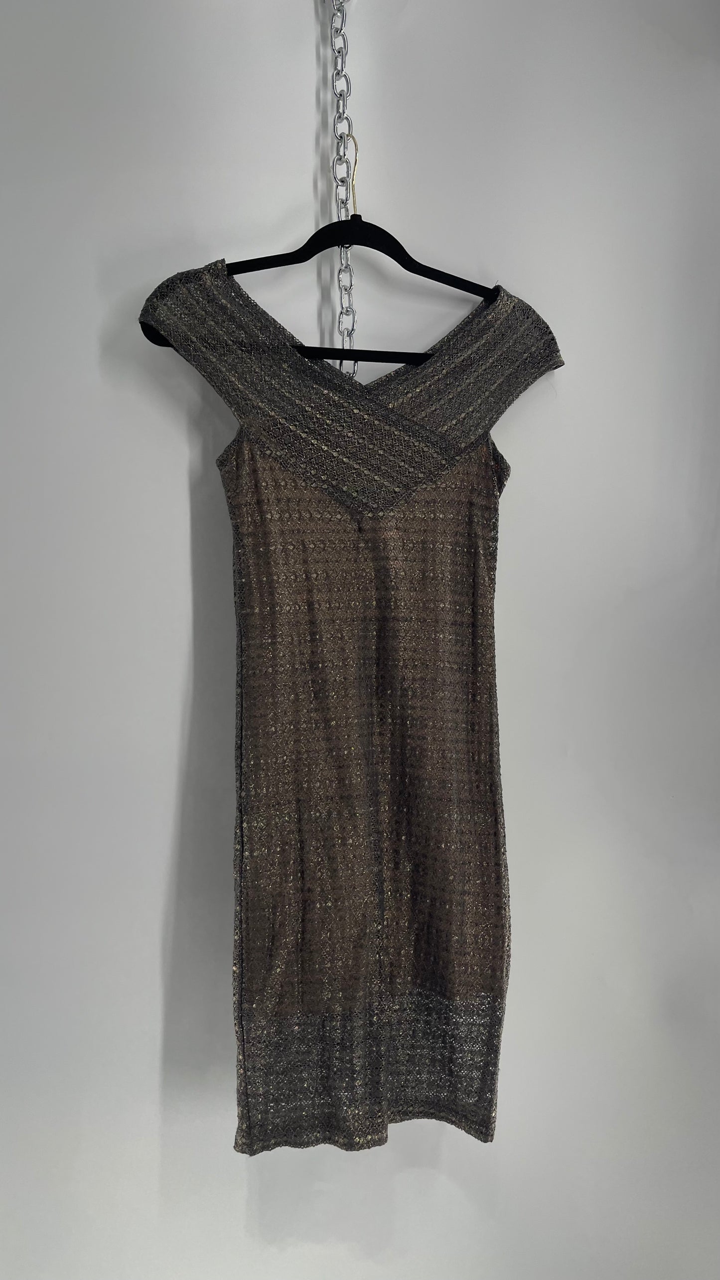 Nightcap Clothing X Free People Off the Shoulder Metallic Tinsel Lace Dress (XS)
