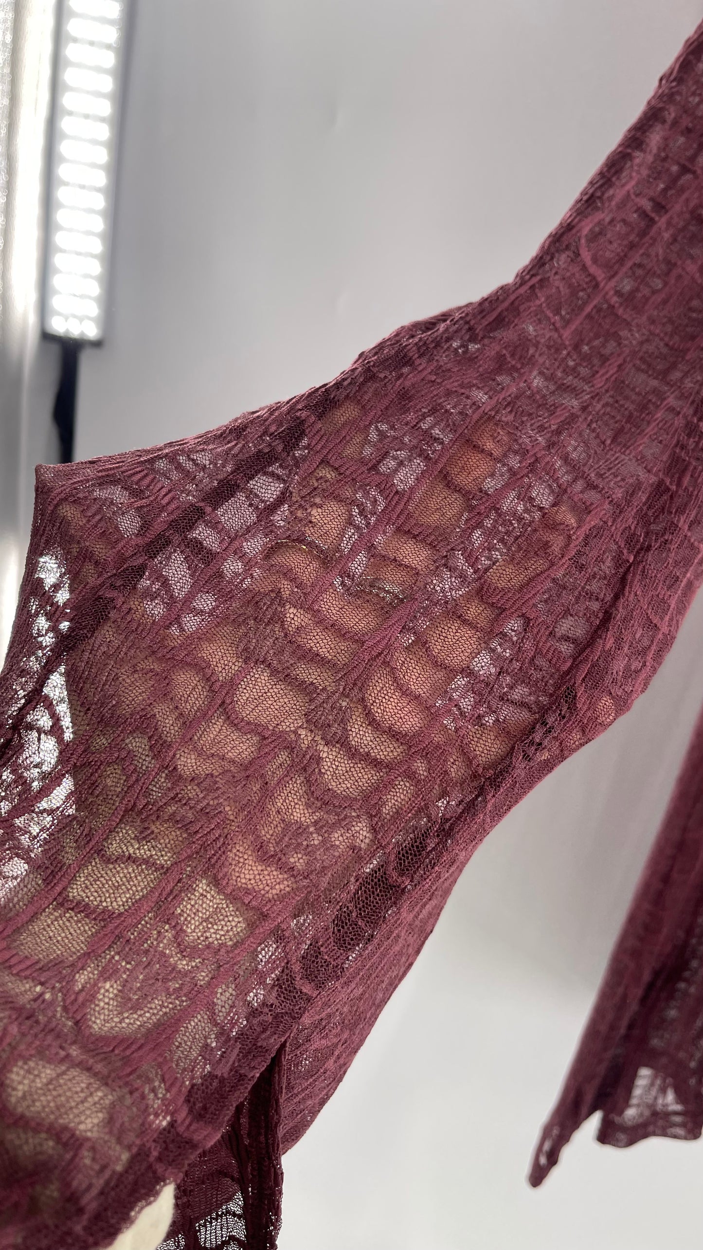 Free People Plum Lace Flares with Vented Hem and Sewn in Shorts Tags Attached (Medium)